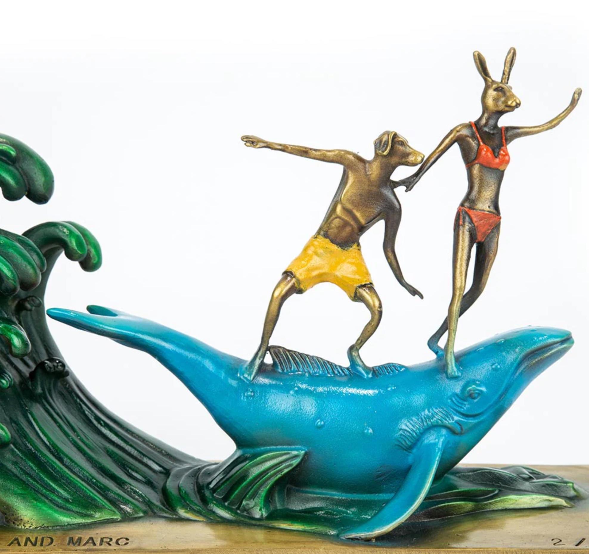 Title: They had a whale of an adventure on a grand scale
Authentic bronze sculpture

This authentic bronze sculpture titled 'They had a whale of an adventure on a grand scale' by artists Gillie and Marc has been meticulously crafted in bronze with