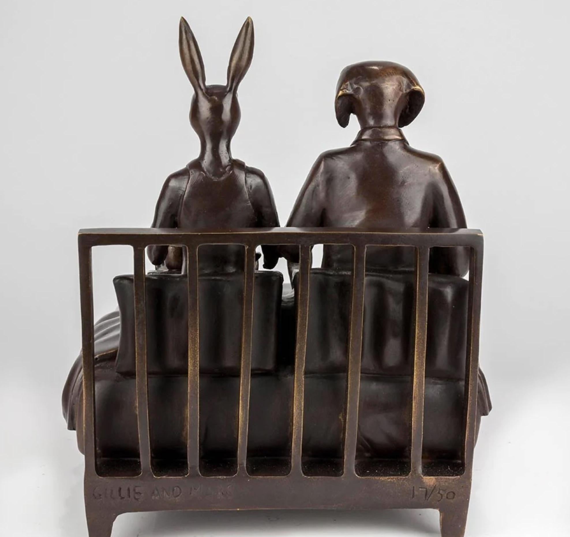 Authentic Bronze They loved breakfast in bed... Sculpture by Gillie and Marc For Sale 7