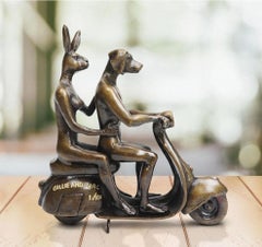 Authentic Bronze They rode to save wildlife... Sculpture by Gillie and Marc