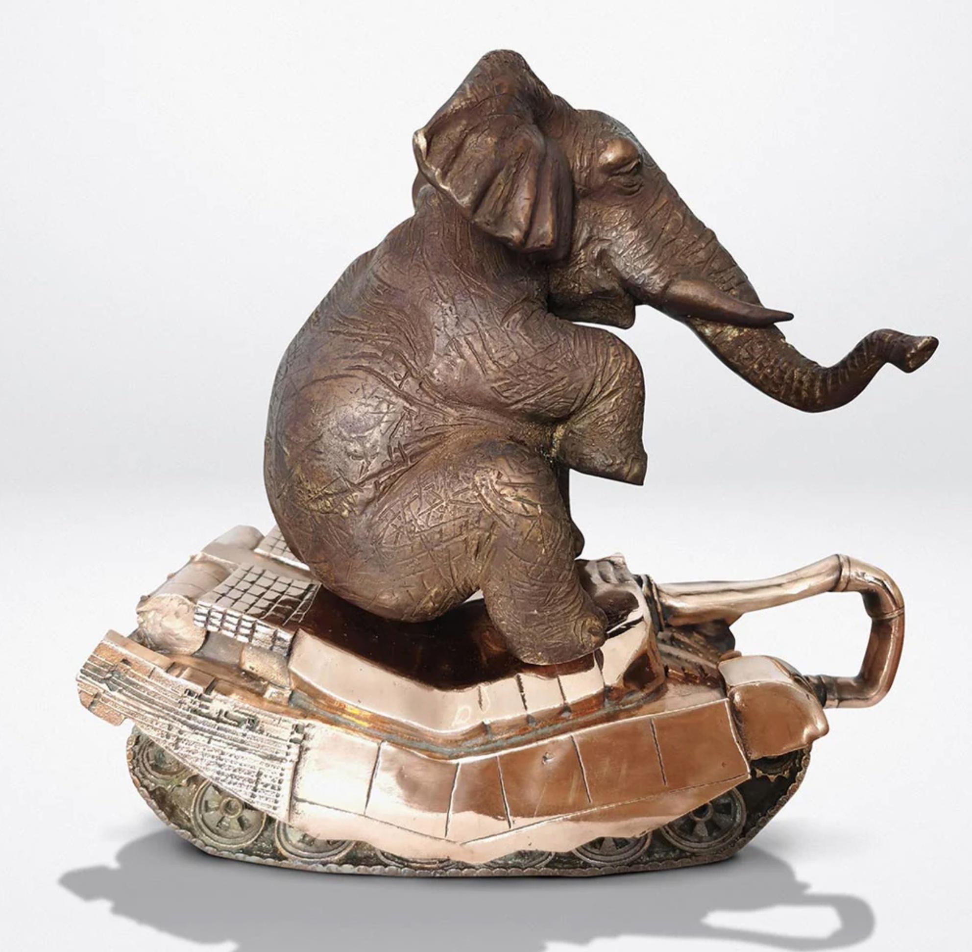 Authentic Bronze The elephant has a crush on... Sculpture by Gillie and Marc For Sale 4