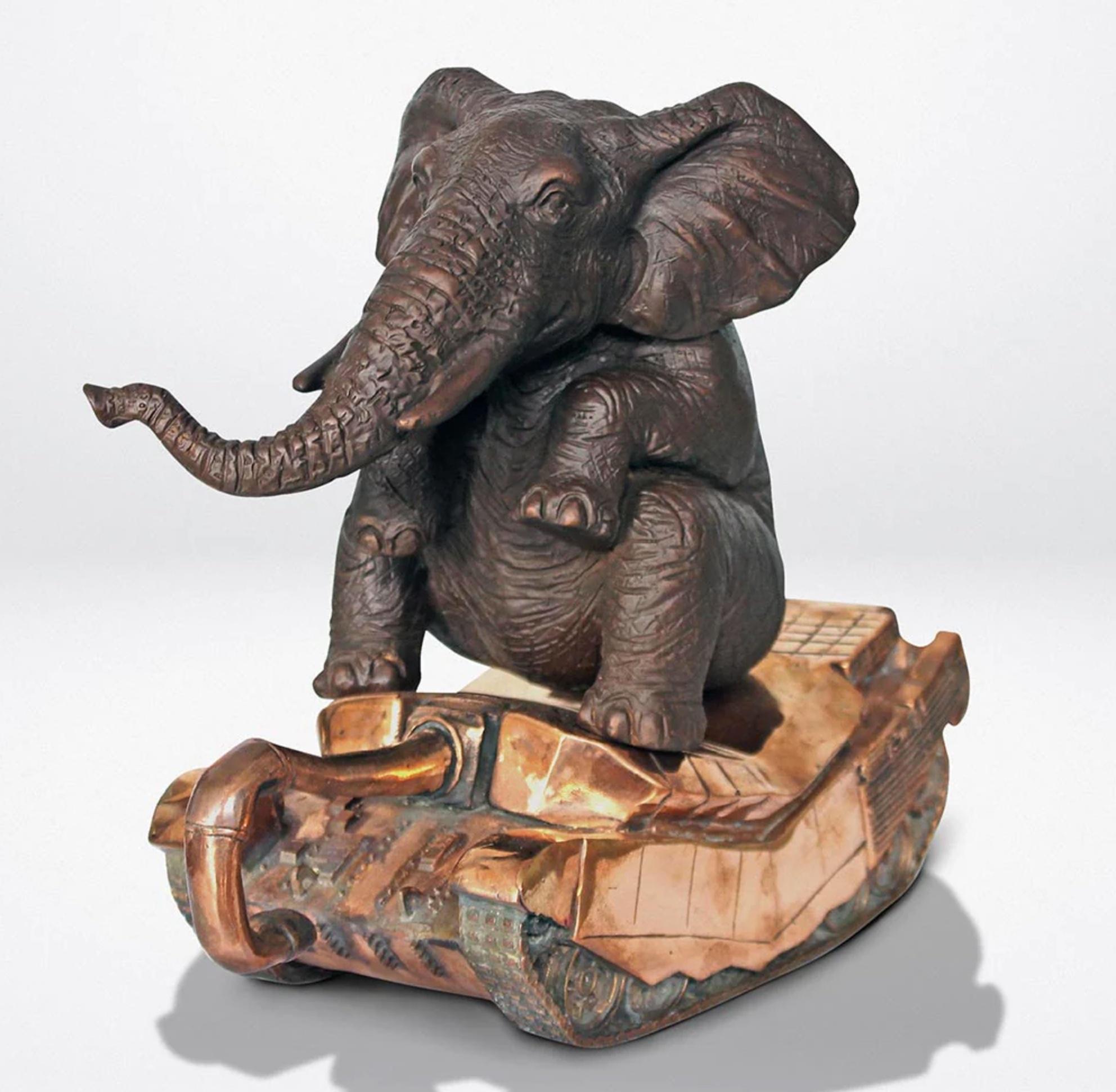 Authentic Bronze The elephant has a crush on... Sculpture by Gillie and Marc For Sale 5