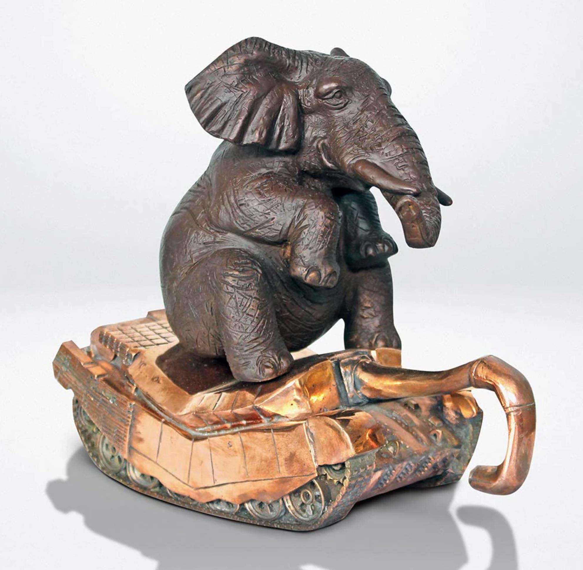 Authentic Bronze The elephant has a crush on... Sculpture by Gillie and Marc For Sale 7