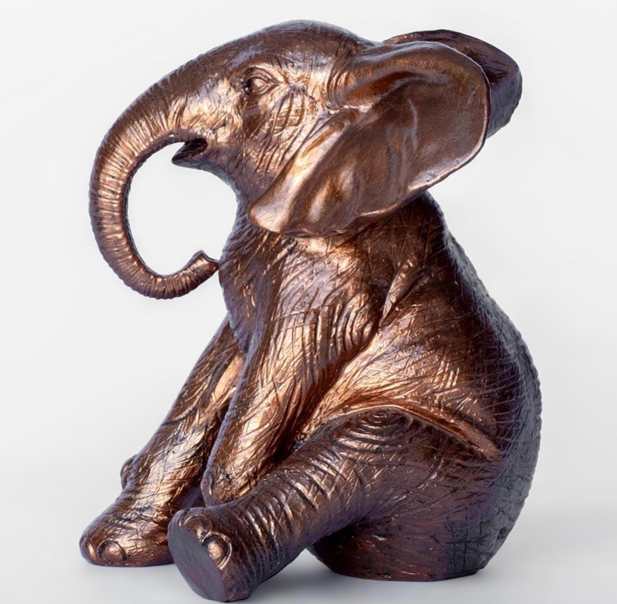 Title: The Orphan in London (bronze resin)
Authentic resin sculpture

This authentic bronze sculpture titled 'The Orphan in London' by artists Gillie and Marc has been meticulously crafted in resin. It features an elephant sitting and comes in an