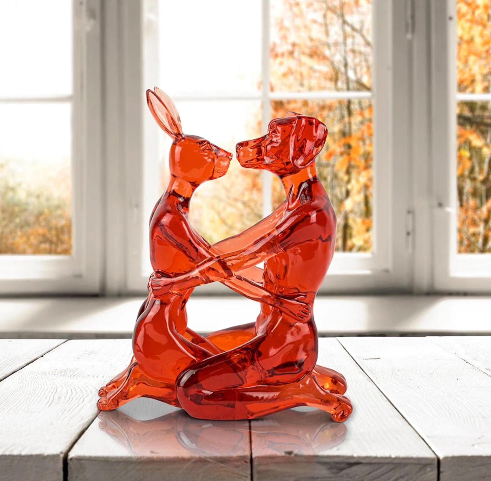 Authentic Resin The Best Lolly Kissers.. red Sculpture by Gillie and Marc  - Art by Gillie and Marc Schattner