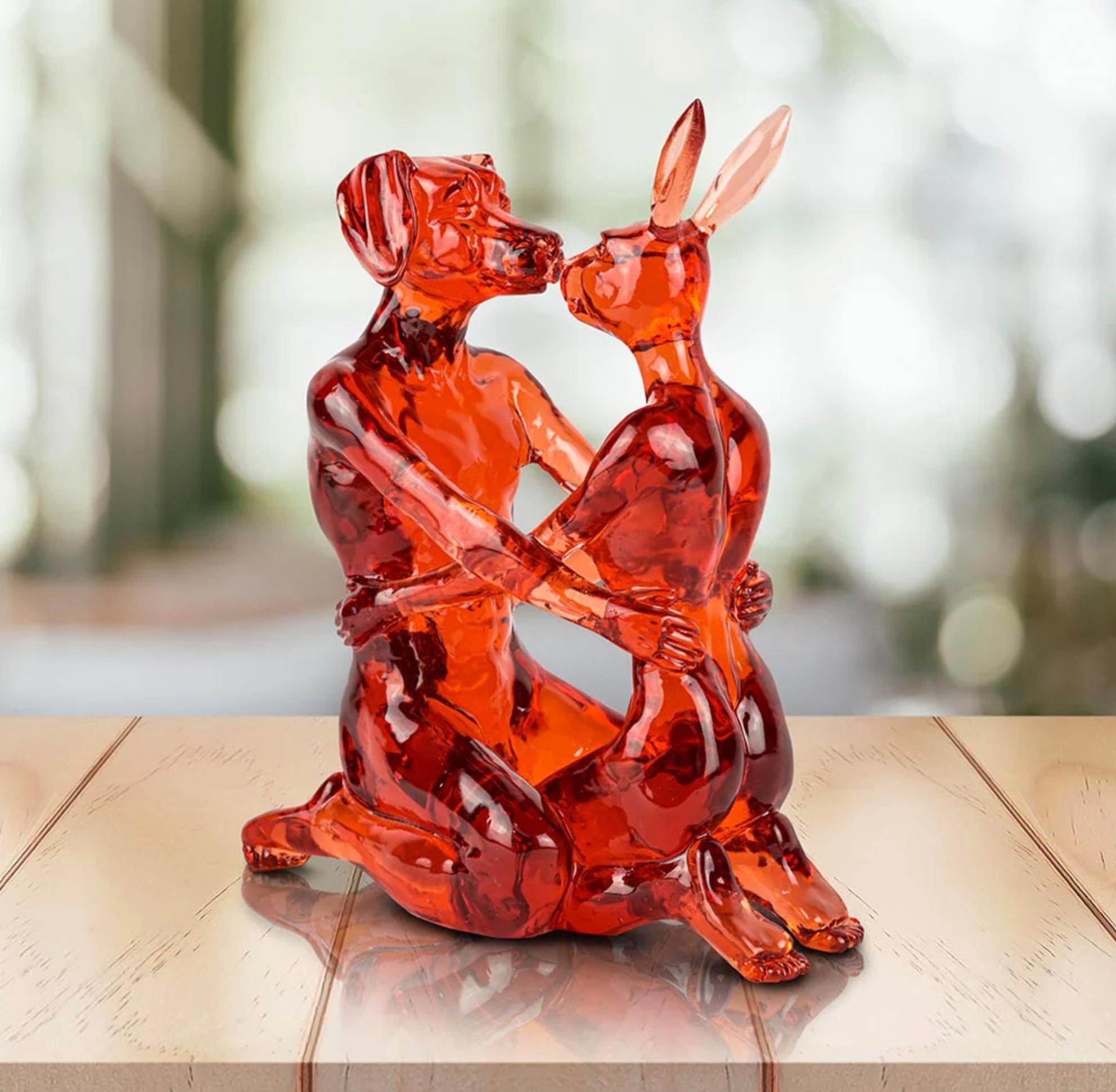 Authentic Resin The Best Lolly Kissers.. red Sculpture by Gillie and Marc  For Sale 4
