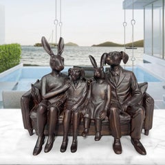 Authentic Bronze The family that sits together Sculpture by Gillie and Marc 