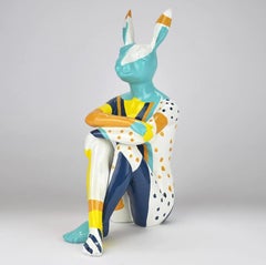 Authentic Resin Splash Pop City Bunny Sculpture by Gillie and Marc 