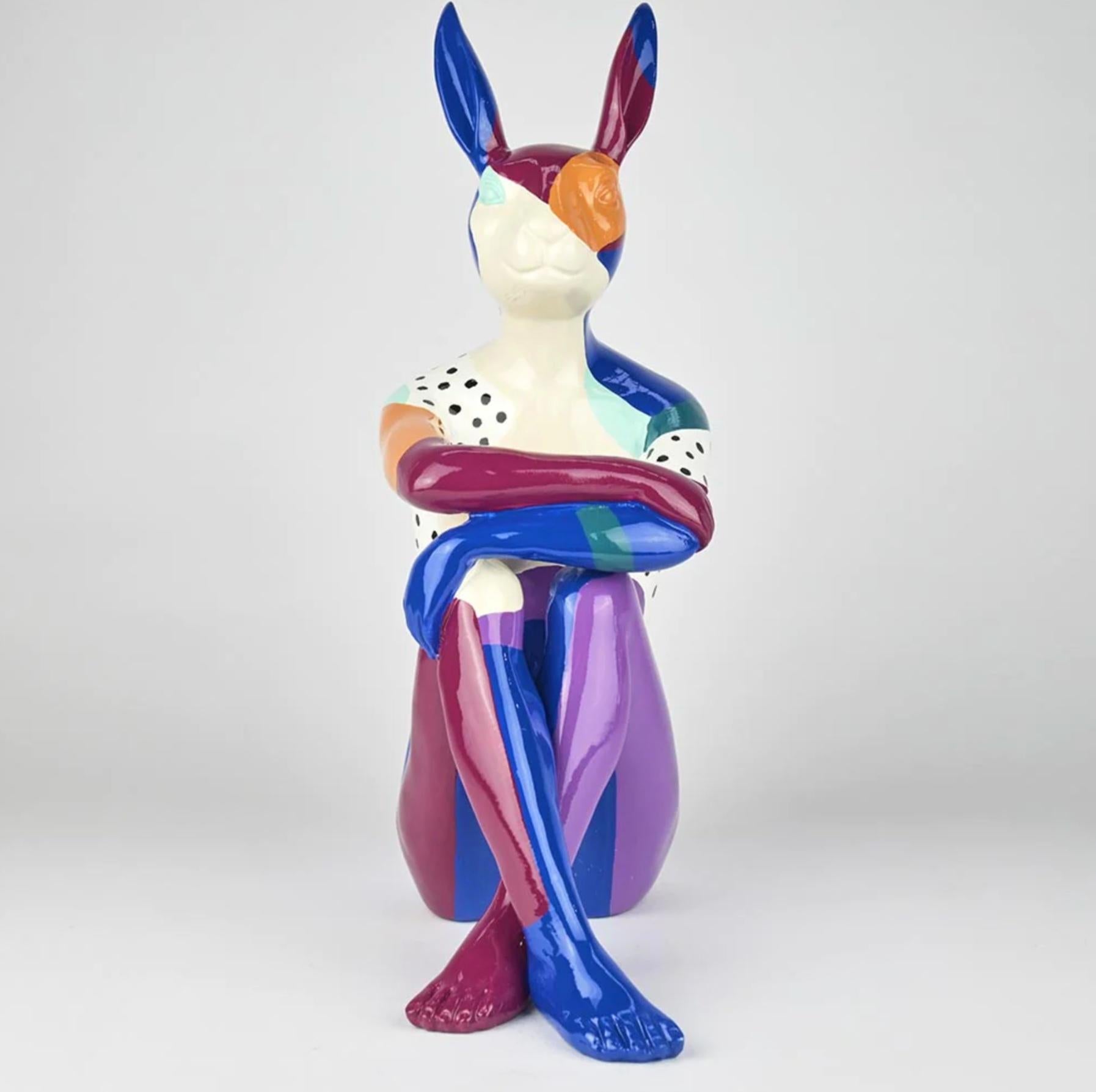 Authentic Resin Splash Pop City Bunny Sculpture by Gillie and Marc  For Sale 1
