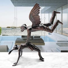 Authentic Bronze Rabbitwoman and Dogman were... Sculpture by Gillie and Marc