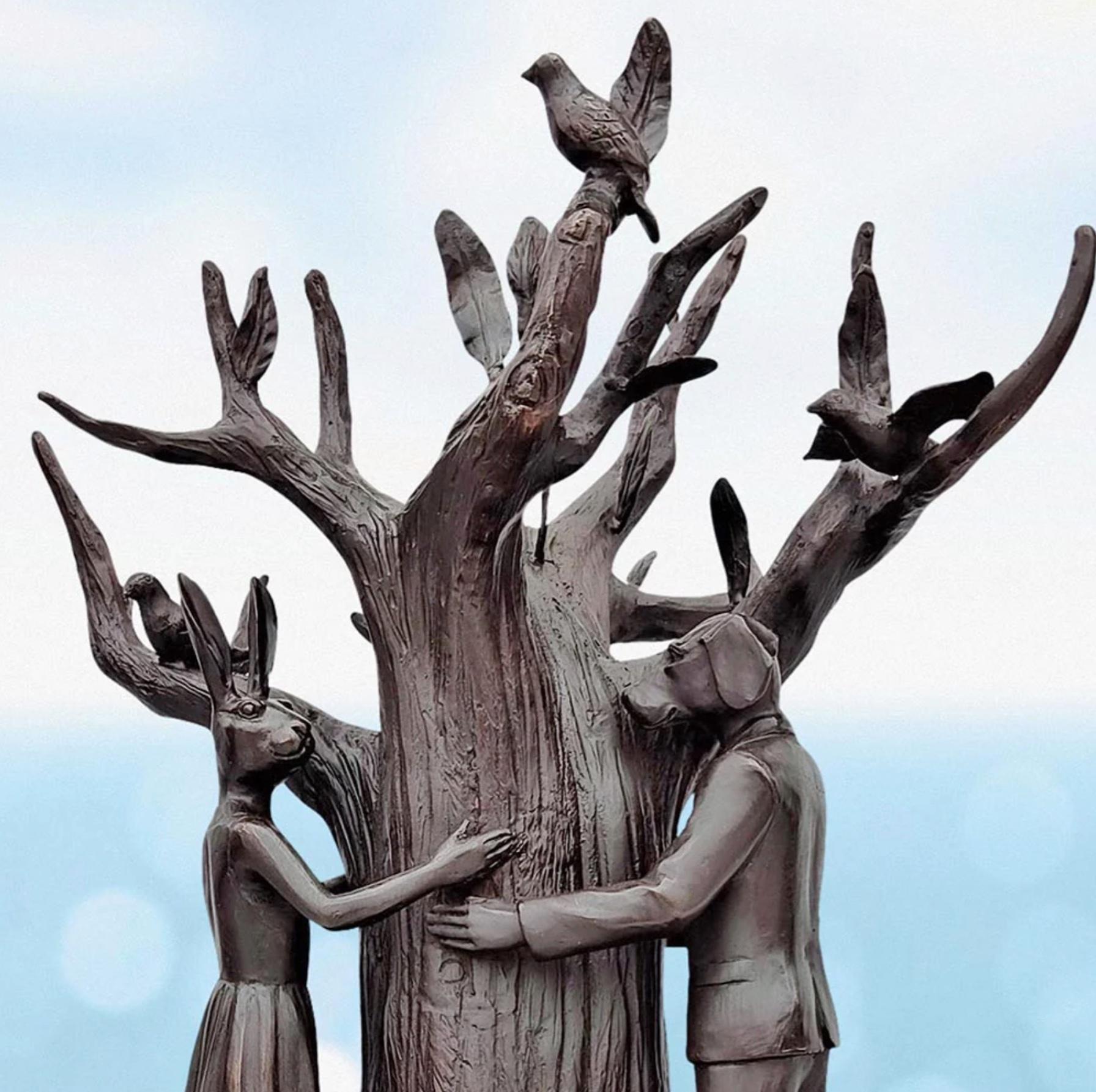 Authentic Bronze The tree lovers bronze sculpture by Gillie and Marc  - Contemporary Art by Gillie and Marc Schattner
