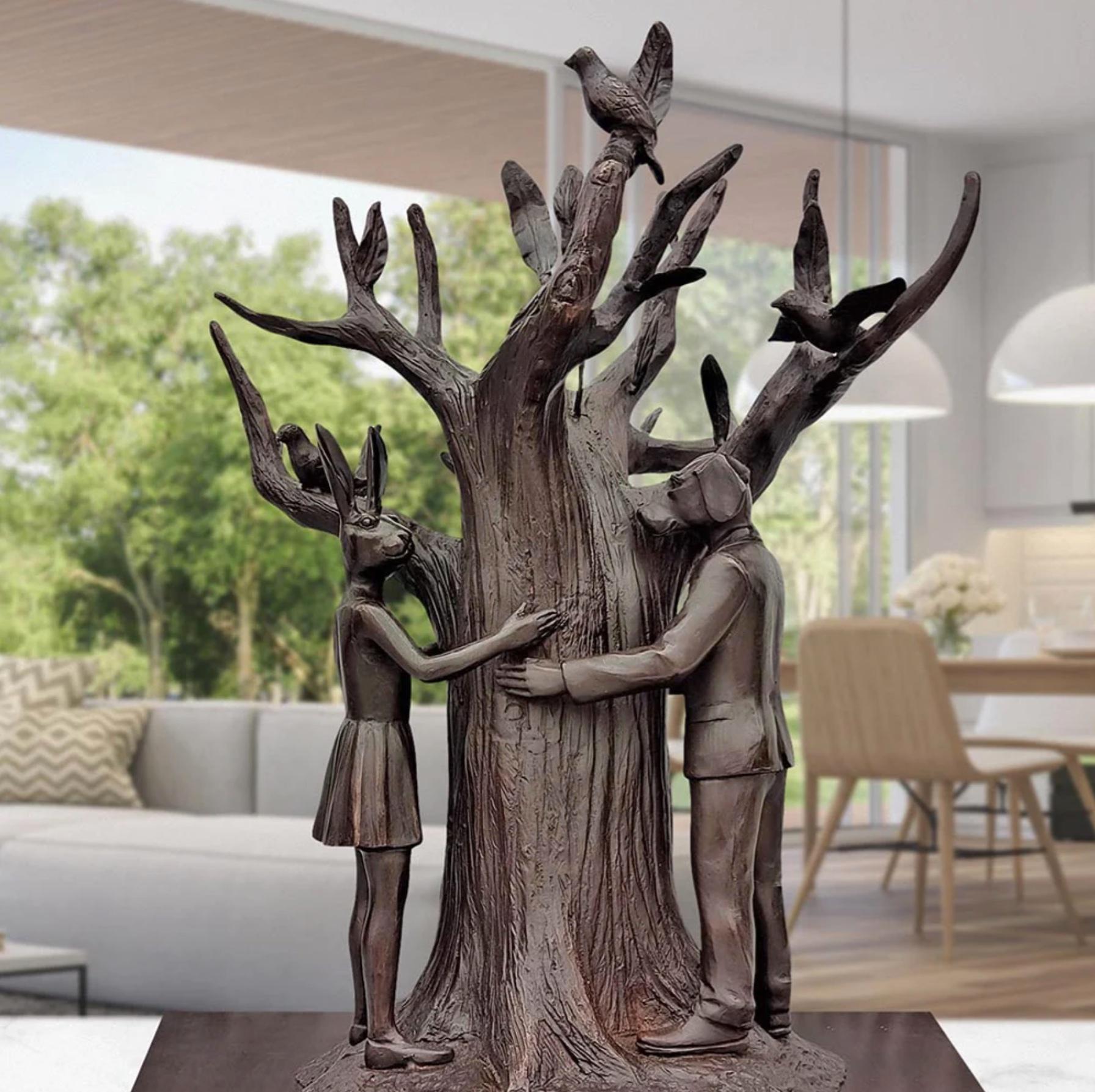 Authentic Bronze The tree lovers bronze sculpture by Gillie and Marc  For Sale 2