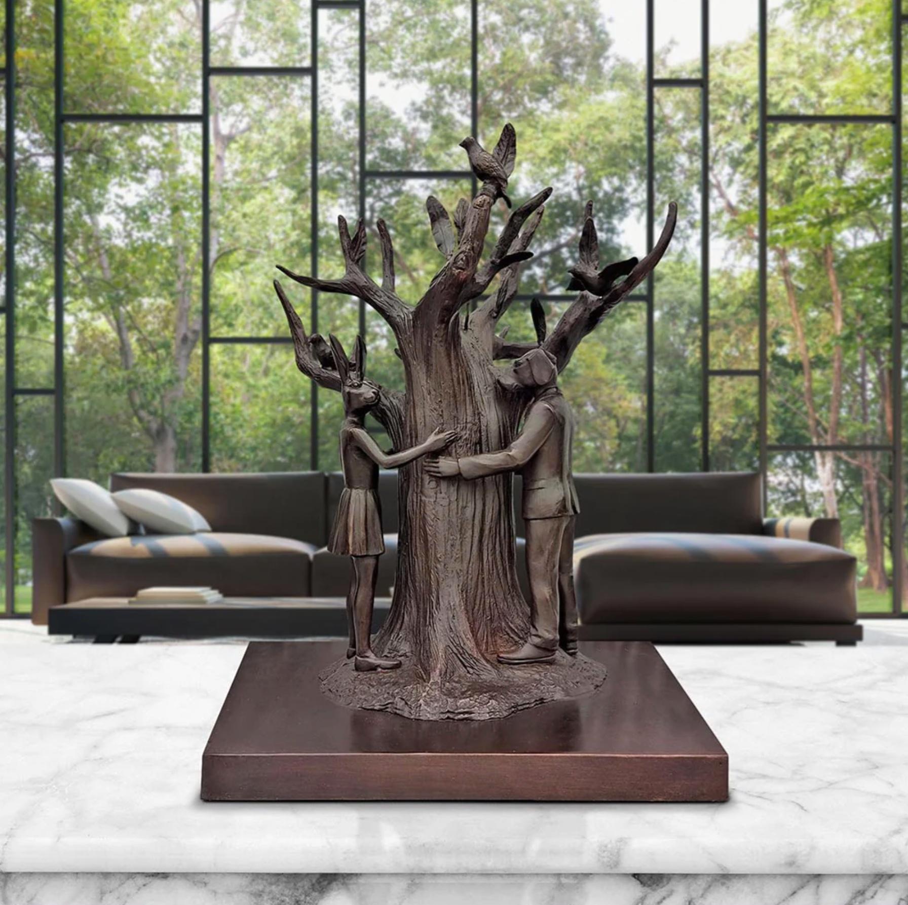 Authentic Bronze The tree lovers bronze sculpture by Gillie and Marc  For Sale 3