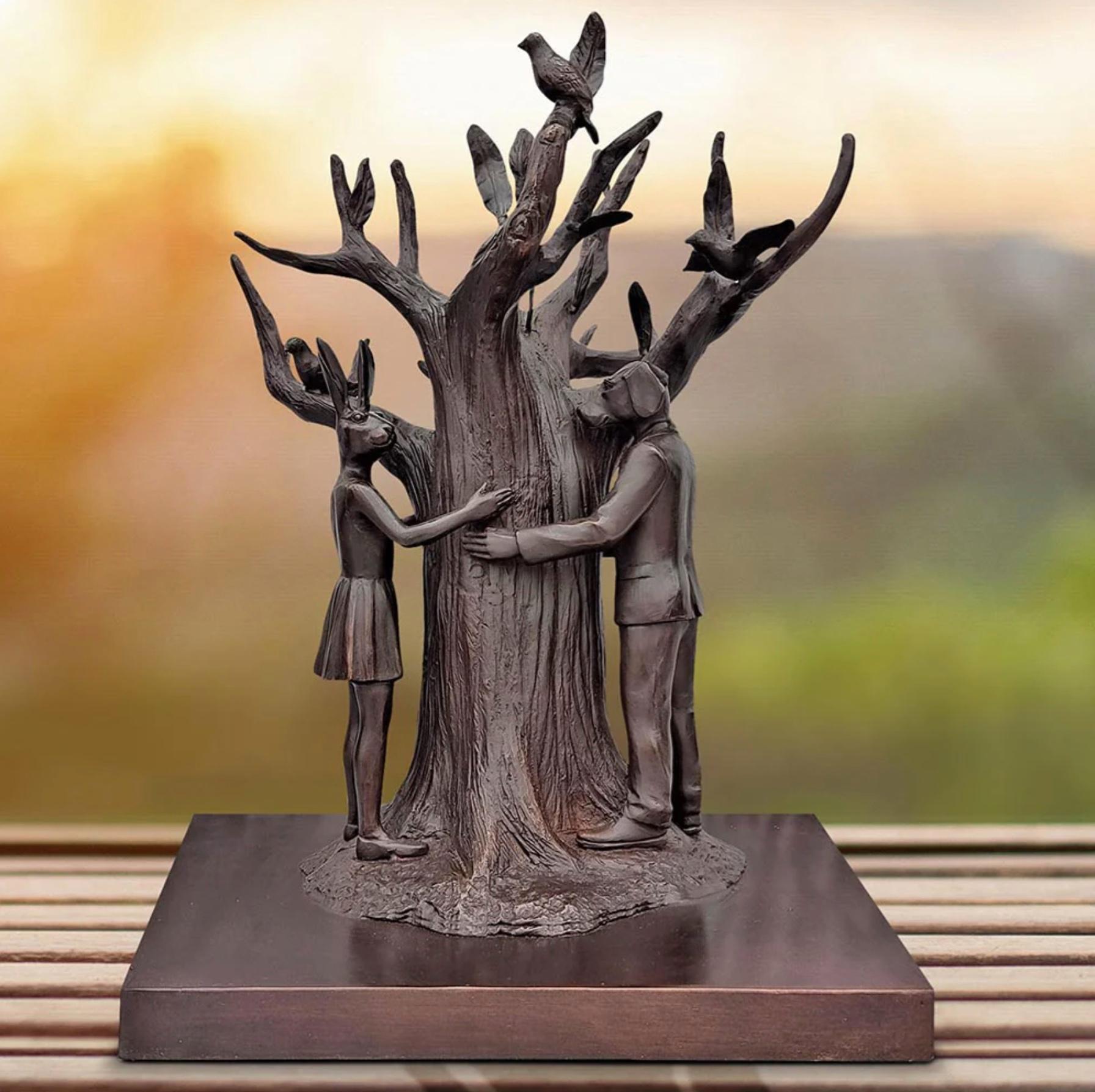 Authentic Bronze The tree lovers bronze sculpture by Gillie and Marc  For Sale 5