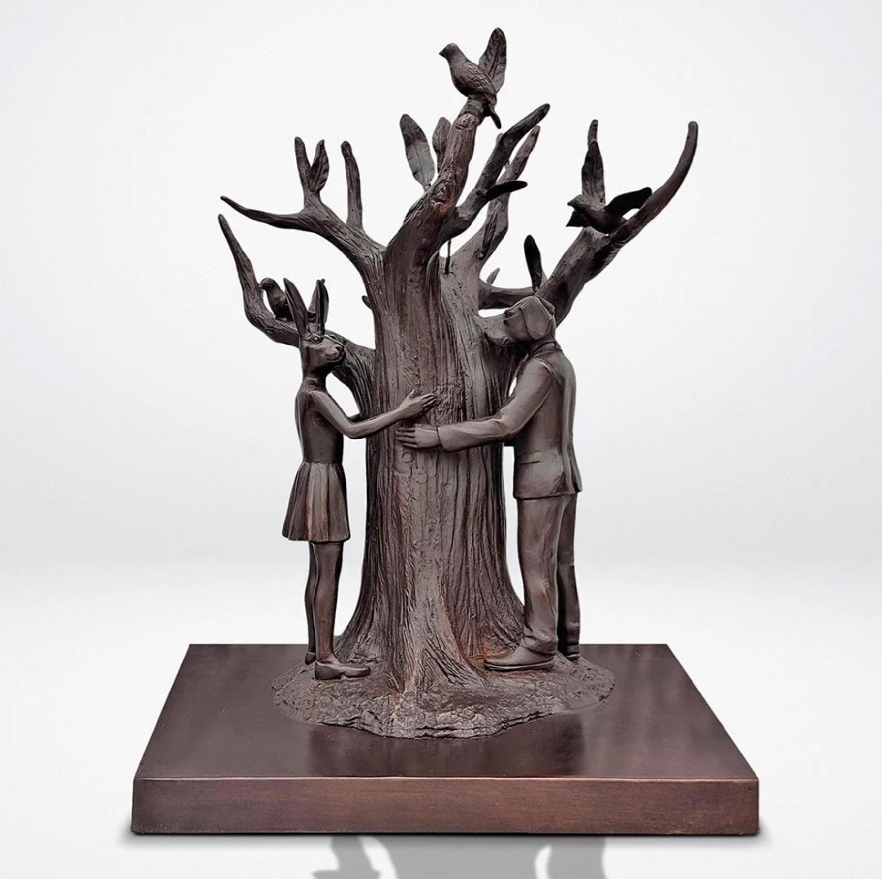 Authentic Bronze The tree lovers bronze sculpture by Gillie and Marc  For Sale 6