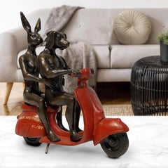 Authentic Bronze They were the authentic vespa... sculpture by Gillie and Marc