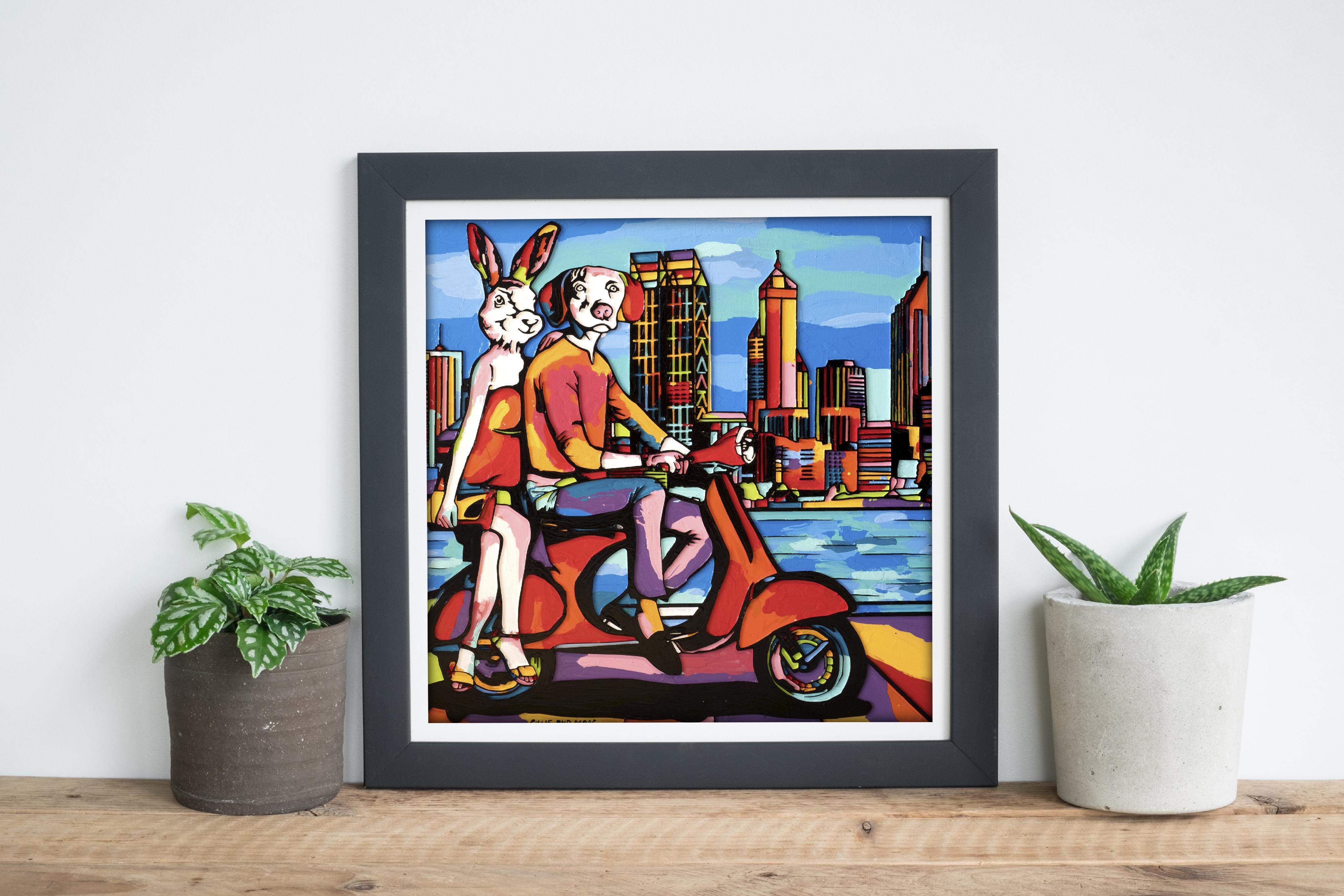 Pop Art - Animal Print - Gillie and Marc - Limited Edition - City driving-2019 For Sale 1