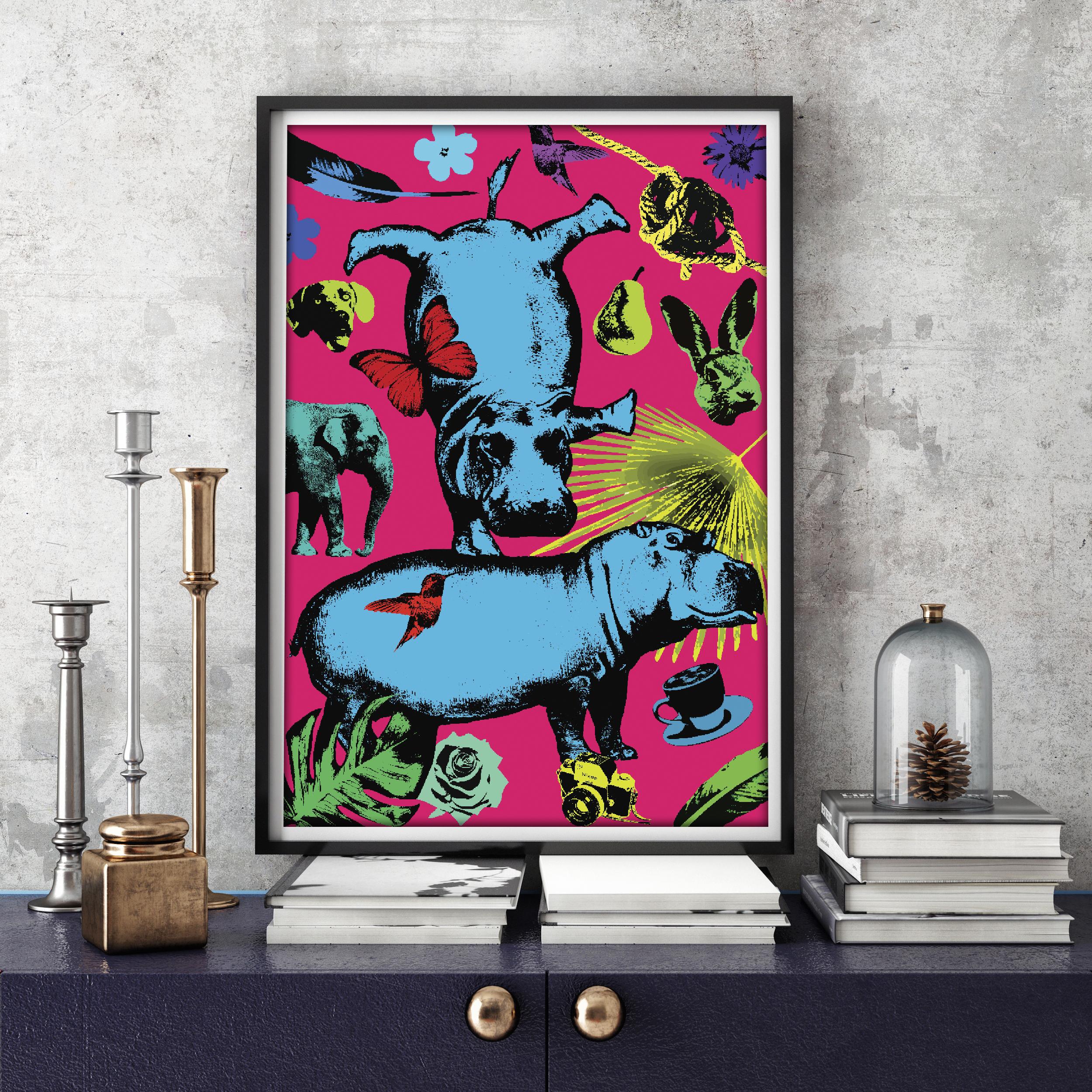 Pop Art - Animal Print - Gillie and Marc - Limited Edition - Hippos and fun For Sale 3
