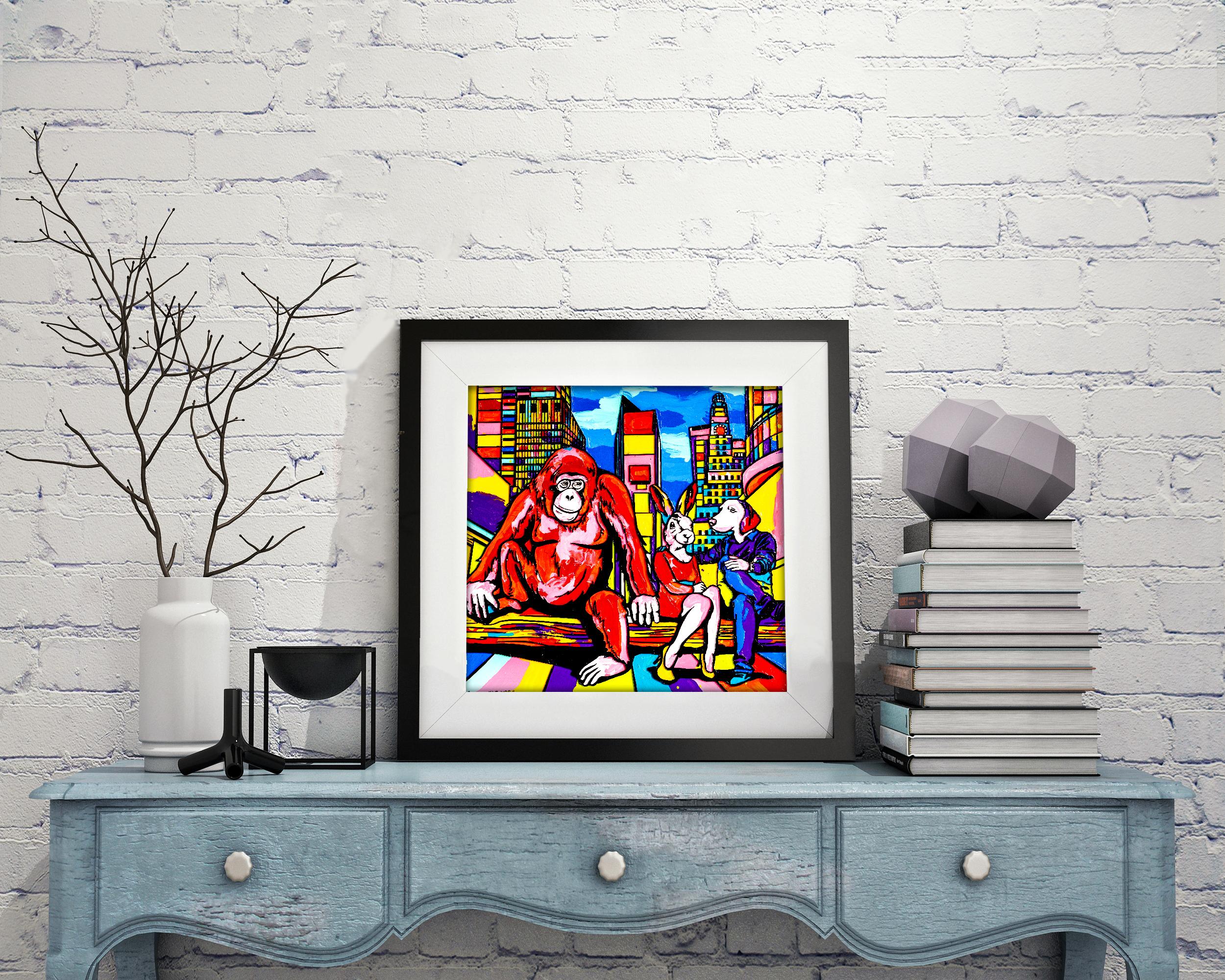 Pop Art - Animal Print - Gillie and Marc - Limited Edition - Chimp in the city For Sale 1