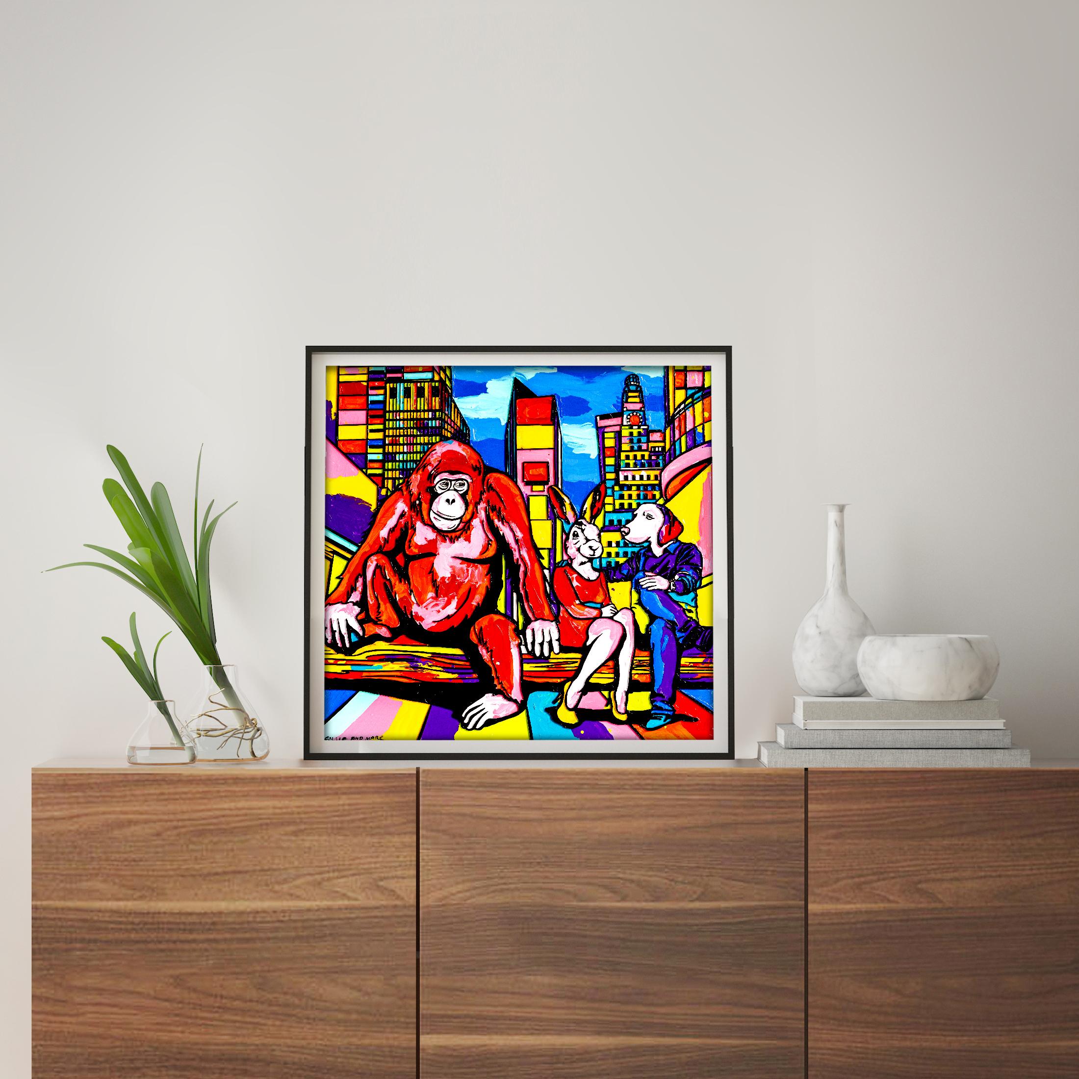 Pop Art - Animal Print - Gillie and Marc - Limited Edition - Chimp in the city For Sale 2