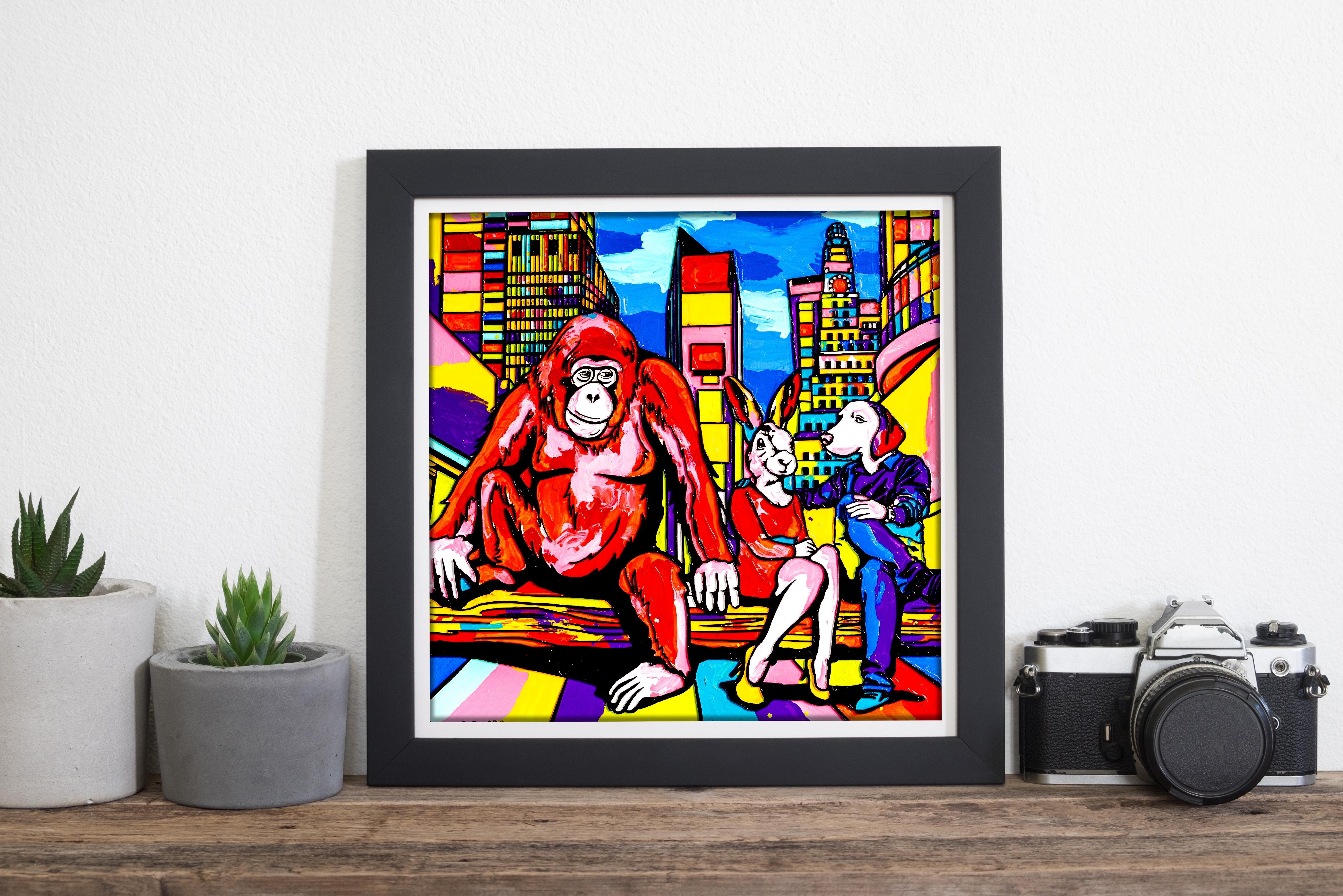 Pop Art - Animal Print - Gillie and Marc - Limited Edition - Chimp in the city For Sale 4
