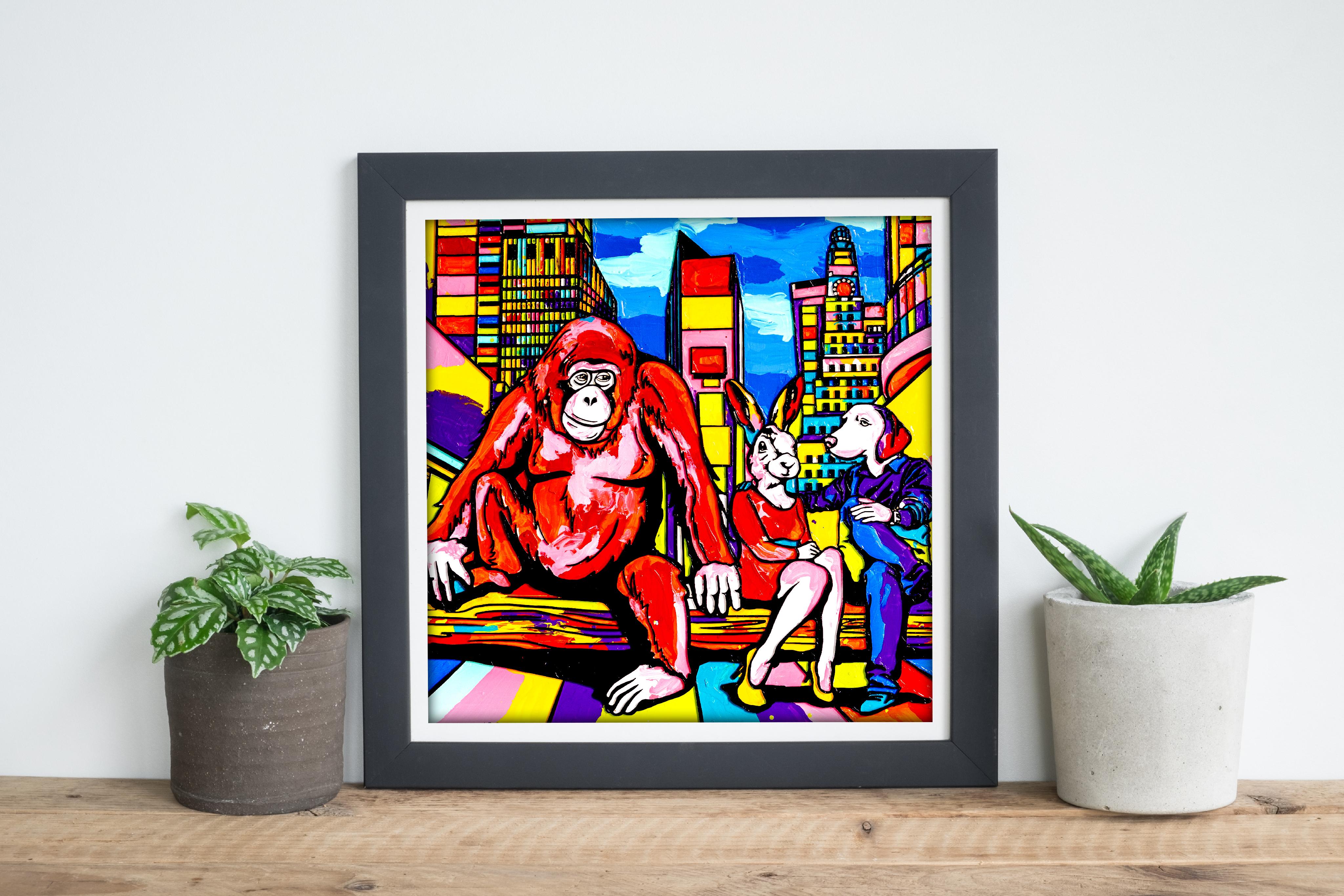 Pop Art - Animal Print - Gillie and Marc - Limited Edition - Chimp in the city For Sale 7