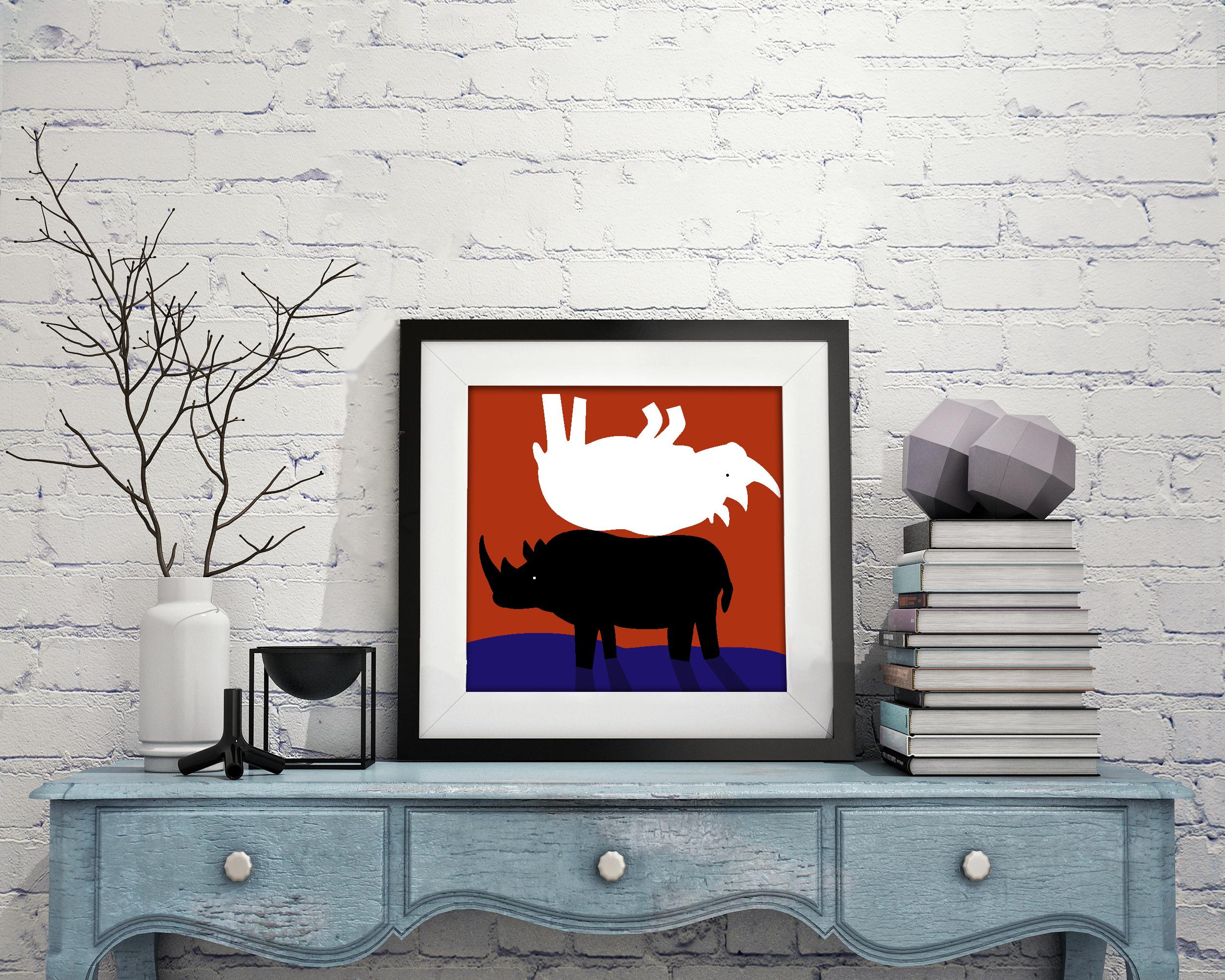 Animal Print - Gillie and Marc - Limited Edition - Art - Rhinos back to back For Sale 2