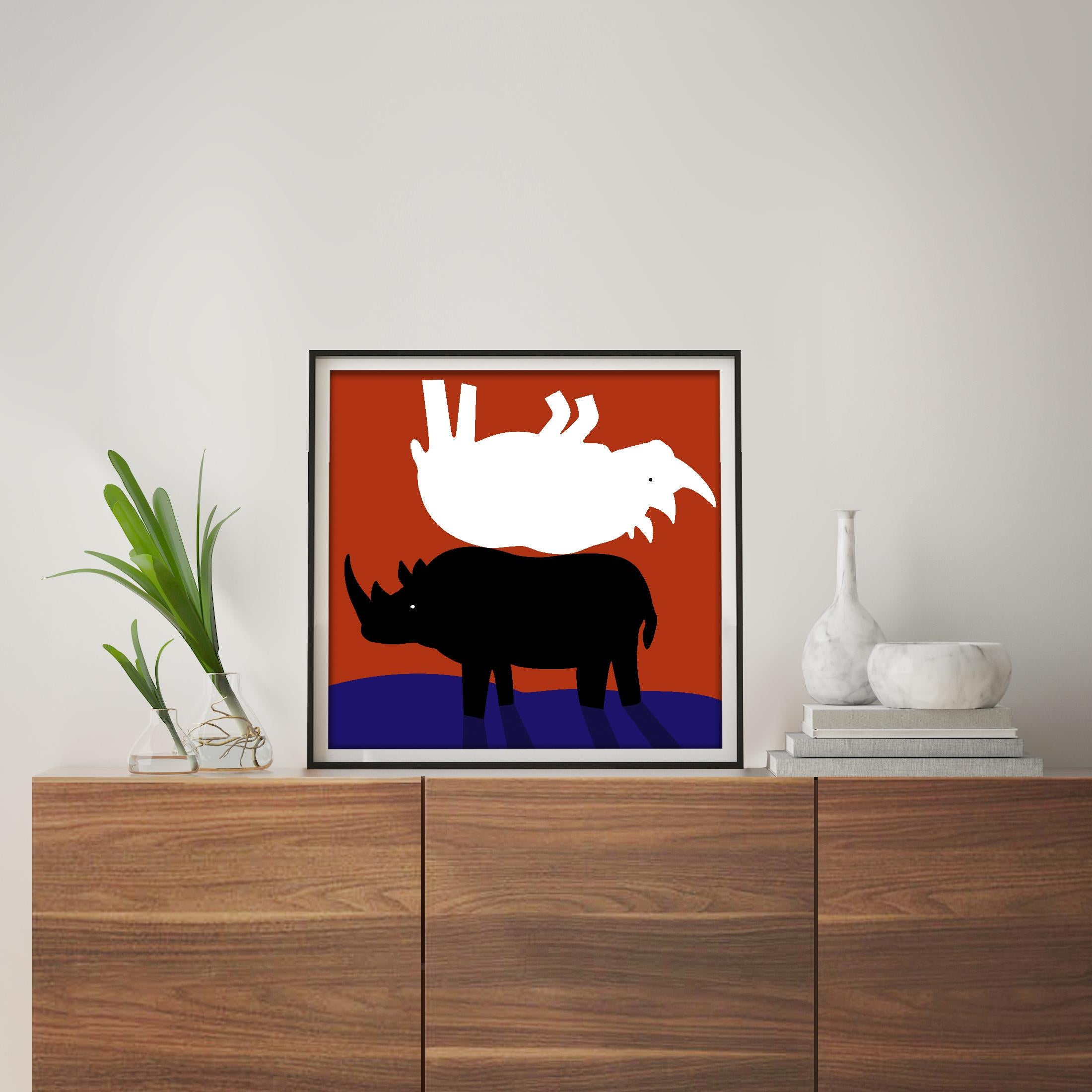 Animal Print - Gillie and Marc - Limited Edition - Art - Rhinos back to back For Sale 3