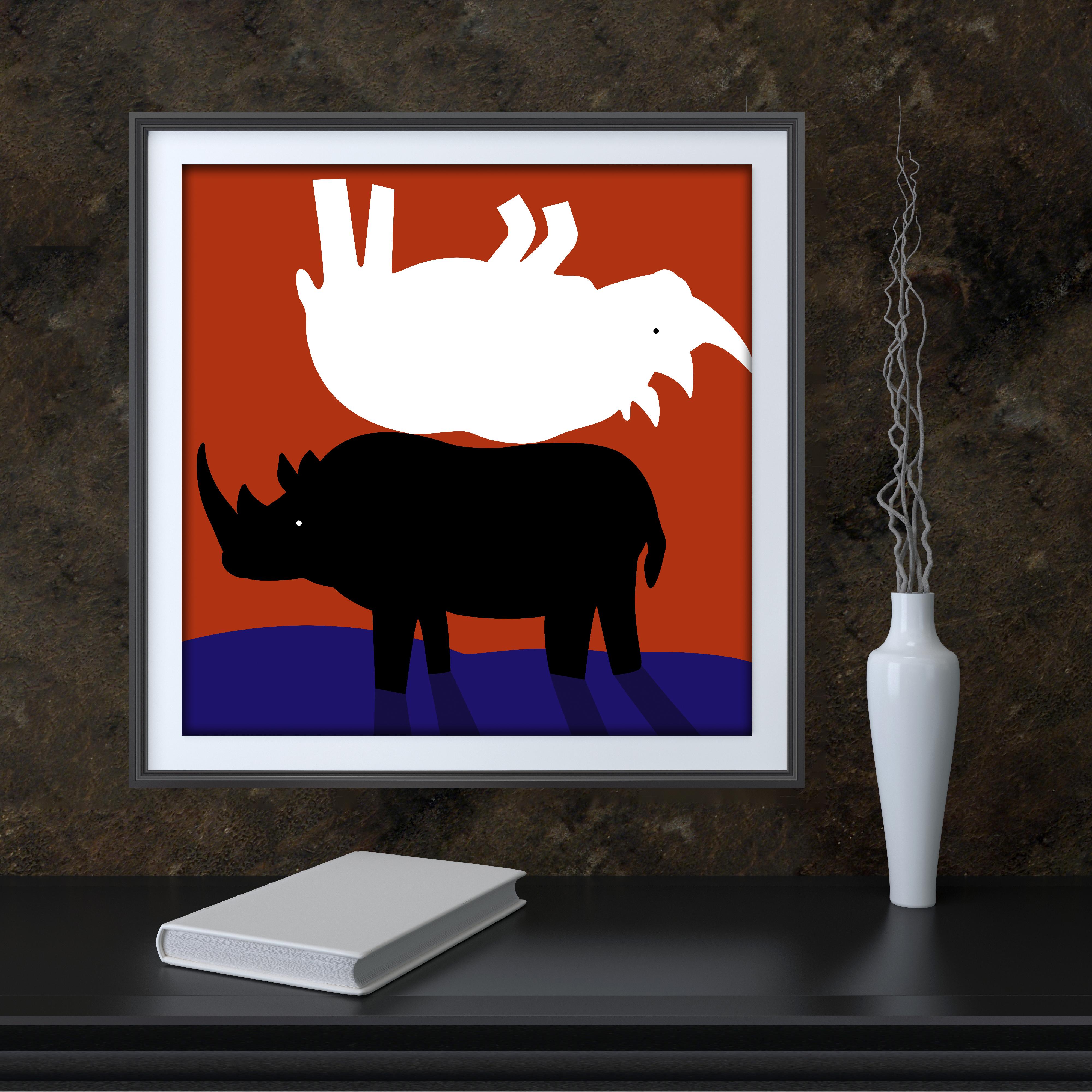 Animal Print - Gillie and Marc - Limited Edition - Art - Rhinos back to back For Sale 5