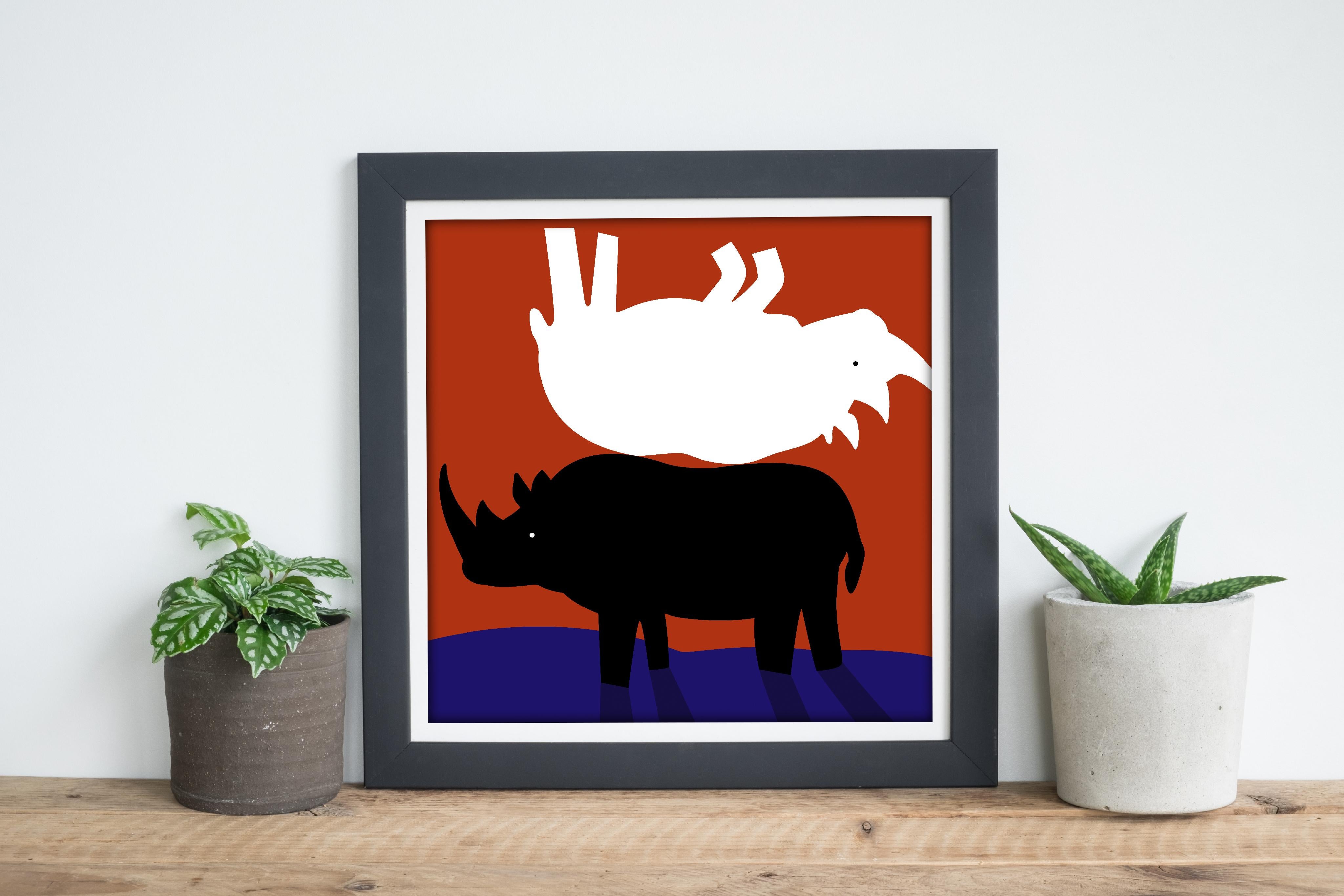 Animal Print - Gillie and Marc - Limited Edition - Art - Rhinos back to back For Sale 7