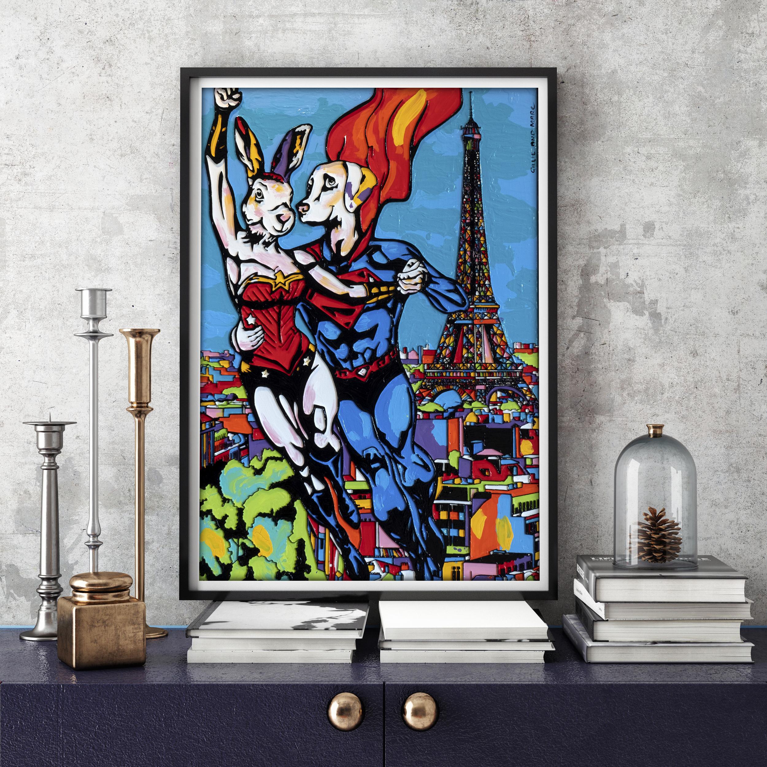 Pop Art - Animal Print - Gillie and Marc - Limited Edition -Up up & away Paris For Sale 1