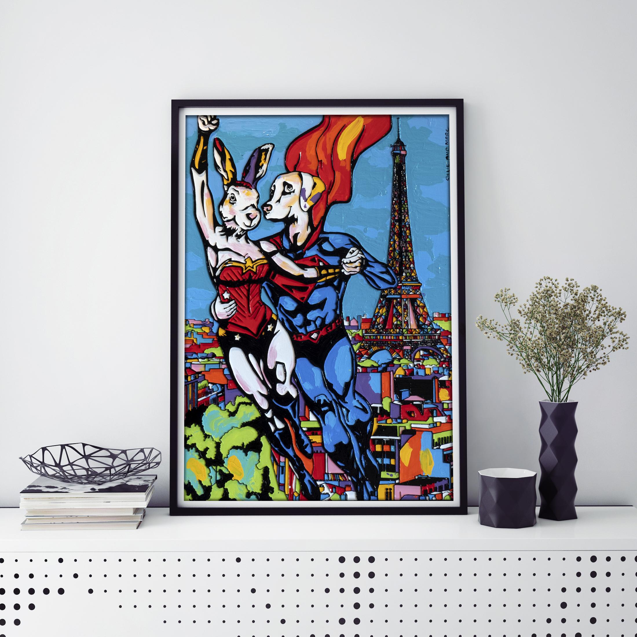 Pop Art - Animal Print - Gillie and Marc - Limited Edition -Up up & away Paris For Sale 2