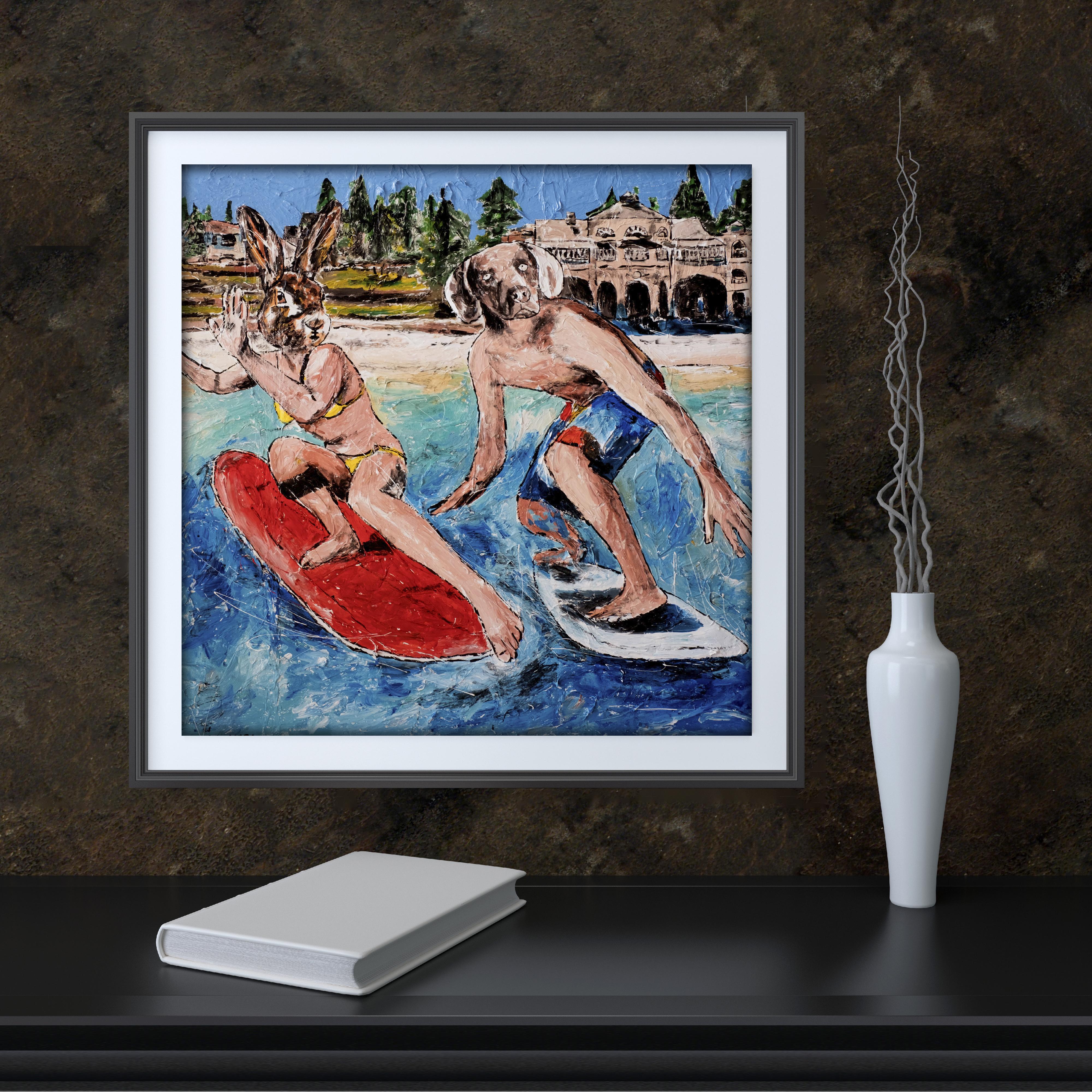 Painting Print - Gillie and Marc - Art - Limited Edition-She was a better surfer For Sale 3