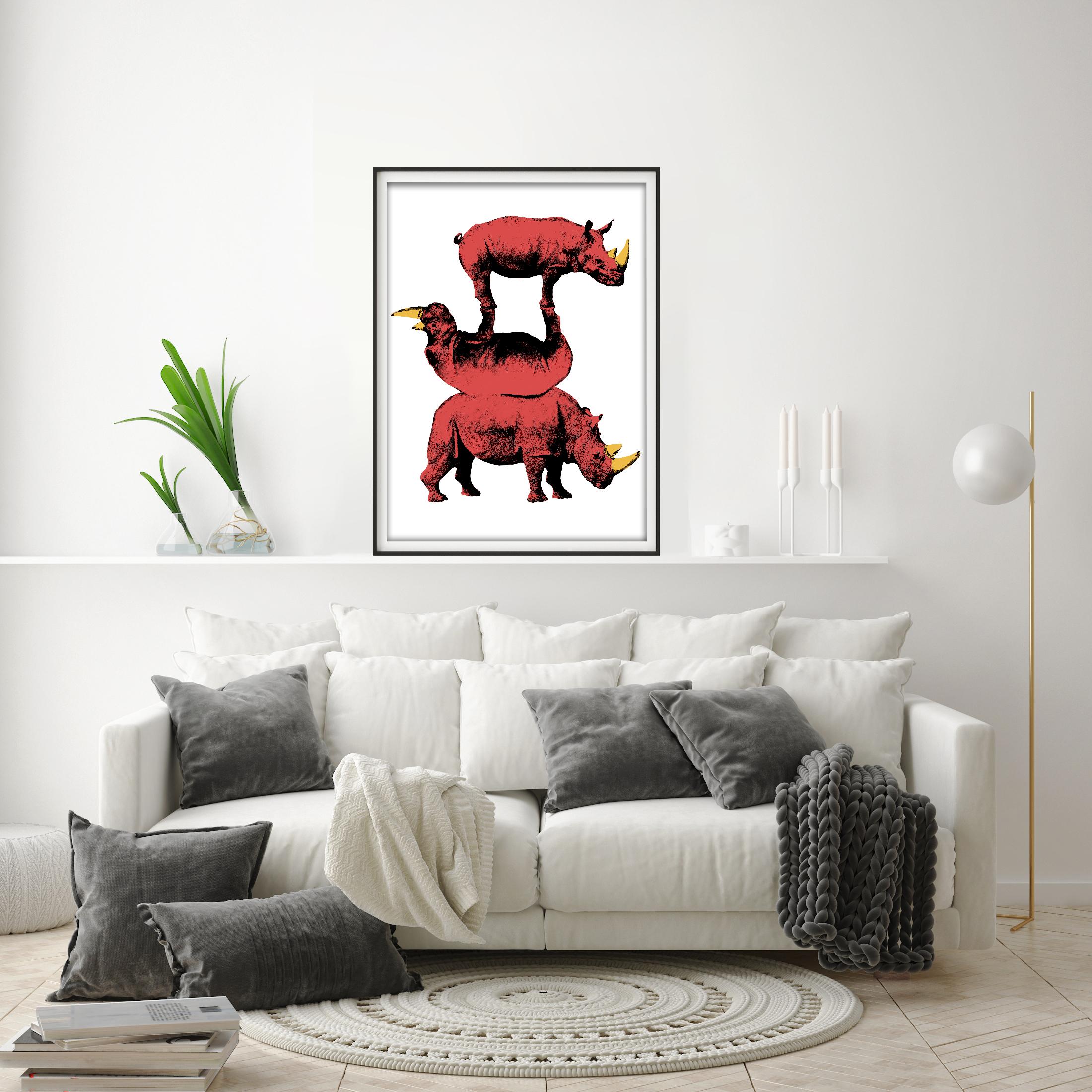 Pop Art - Animal Print - Gillie and Marc -Limited Edition-The Last Three, coral For Sale 3
