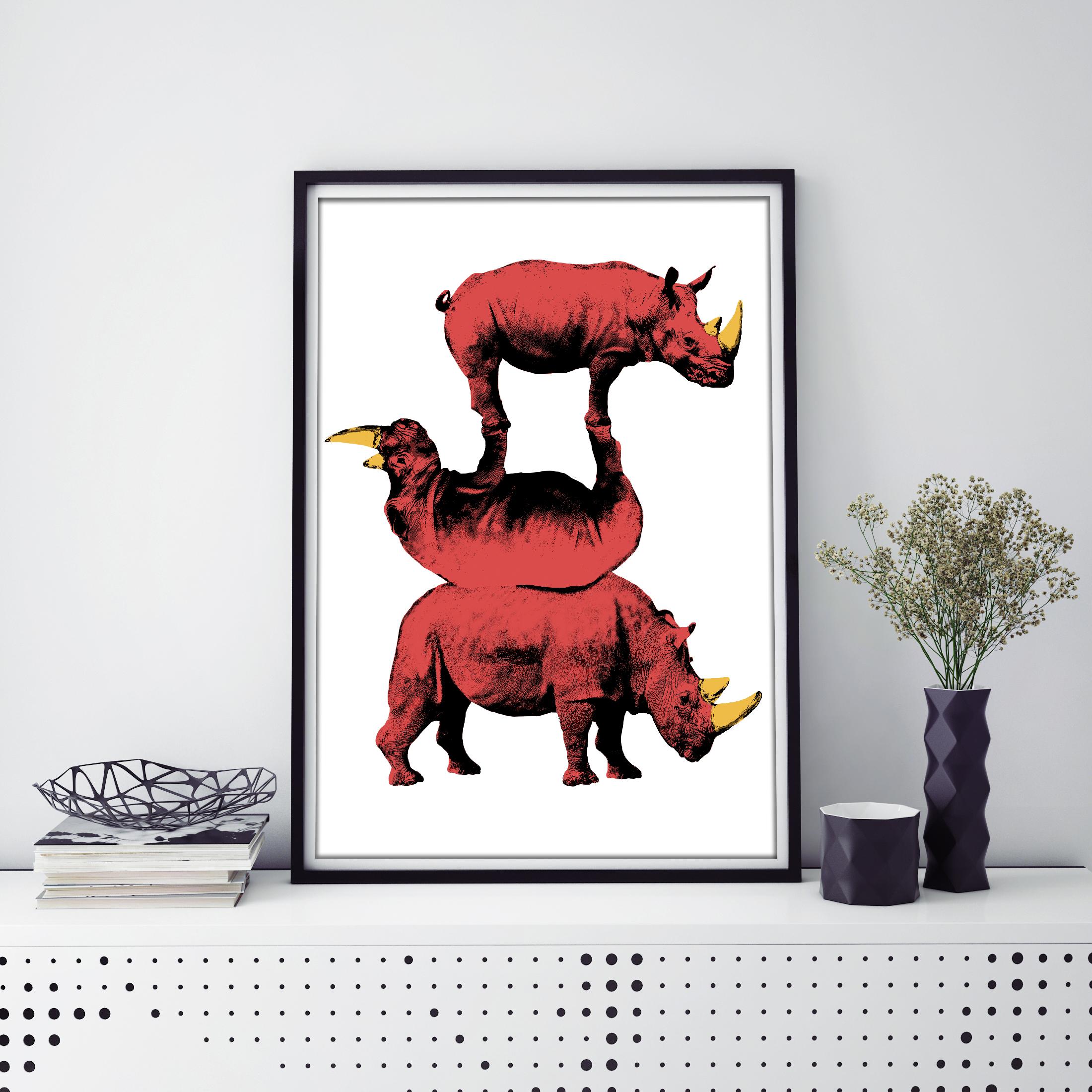 Pop Art - Animal Print - Gillie and Marc -Limited Edition-The Last Three, coral For Sale 5