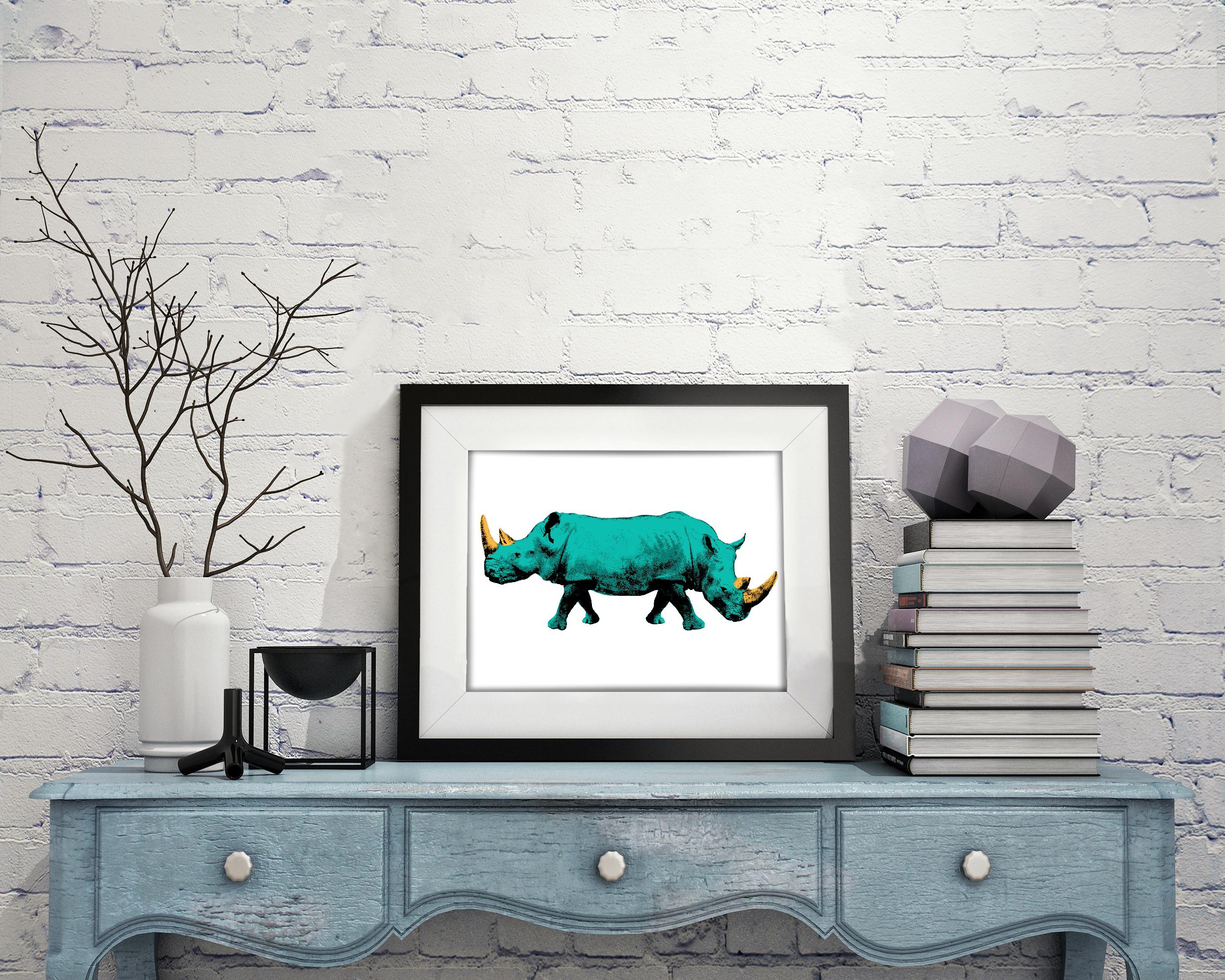 Pop Art - Gemäldedruck - Gillie und Marc - Limitierte Auflage - Die letzten beiden, teal – Print von Gillie and Marc Schattner