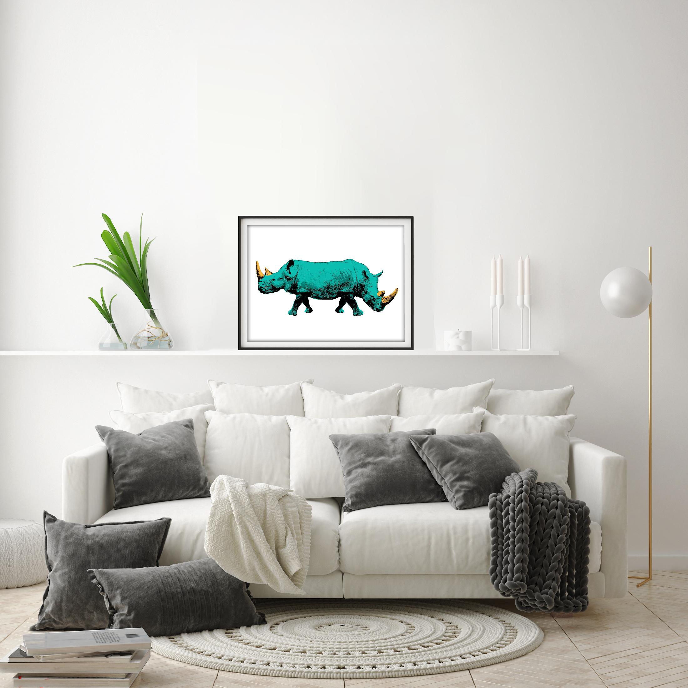 Pop Art - Gemäldedruck - Gillie und Marc - Limitierte Auflage - Die letzten beiden, teal (Blau), Animal Print, von Gillie and Marc Schattner