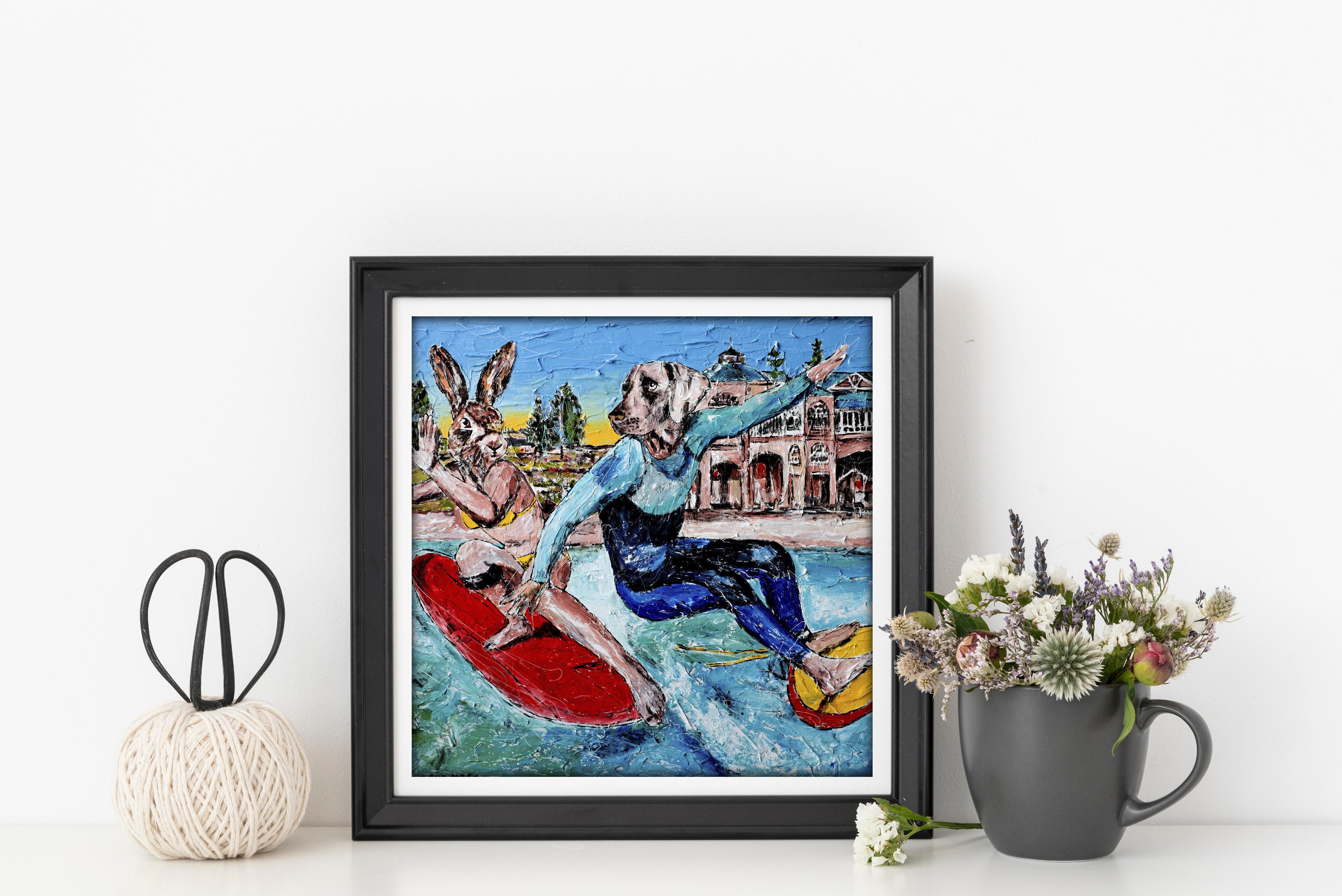 Animal Painting Print - Gillie and Marc - Limited Edition- Art - surf - 2019 For Sale 4