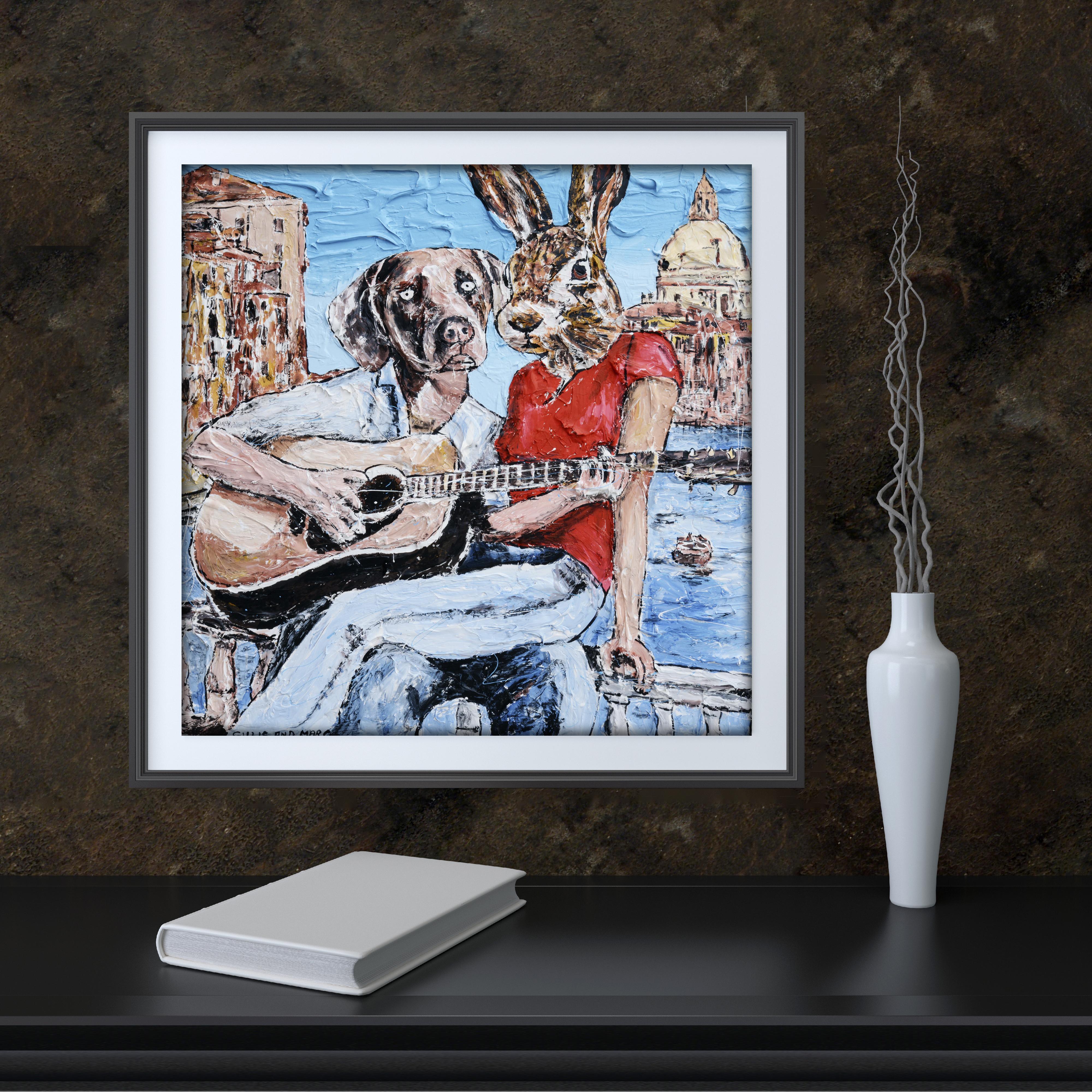 Animal Painting Print - Gillie and Marc - Limited Edition - Art - guitar  For Sale 1