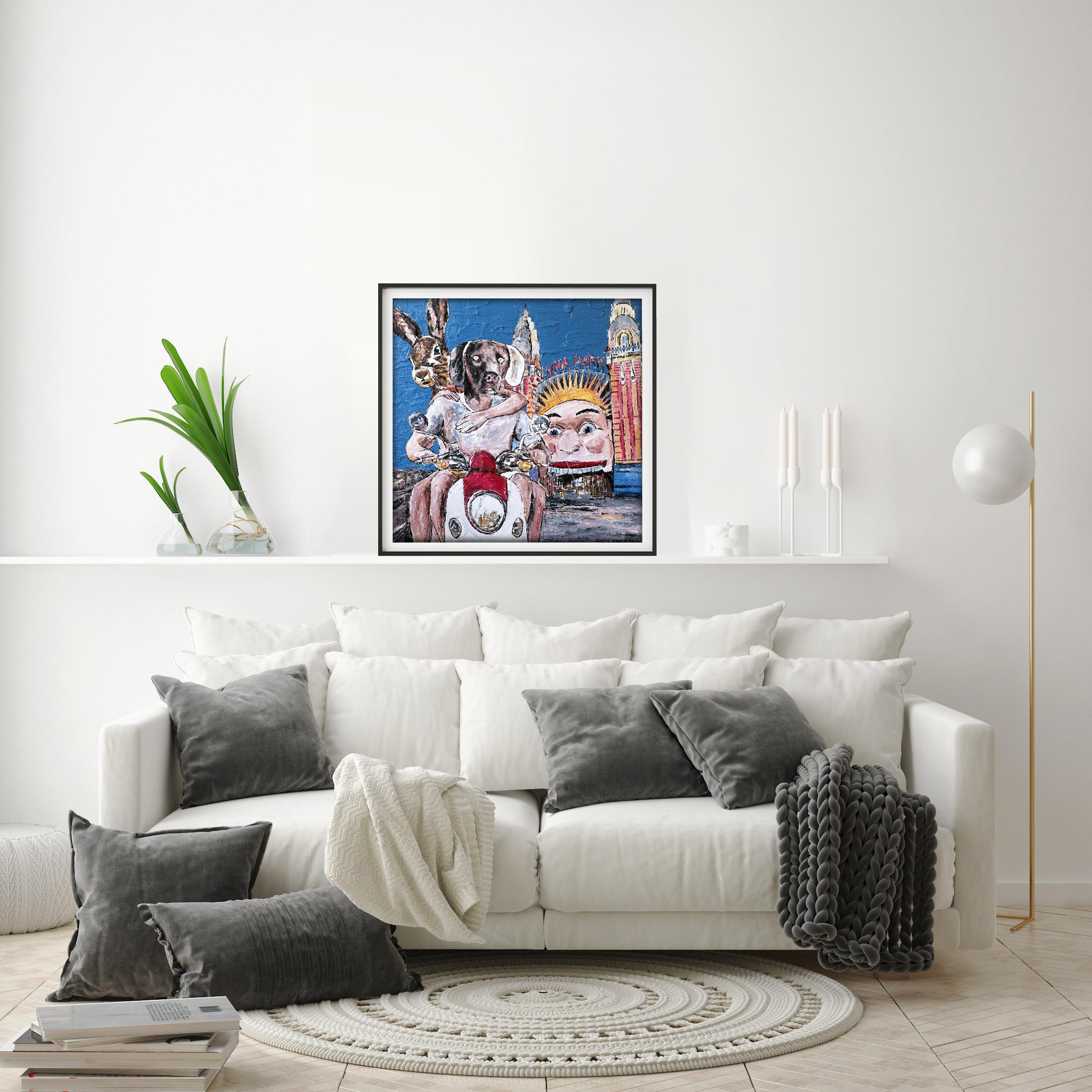 Title: They always had a laugh when in Sydney
Limited edition Print

Gillie and Marc’s paintings are signed, limited-editions and are produced on Entrada Rag Bright 300gsm, 100% acid free, 100% cotton rag paper, with a 40mm white border. 