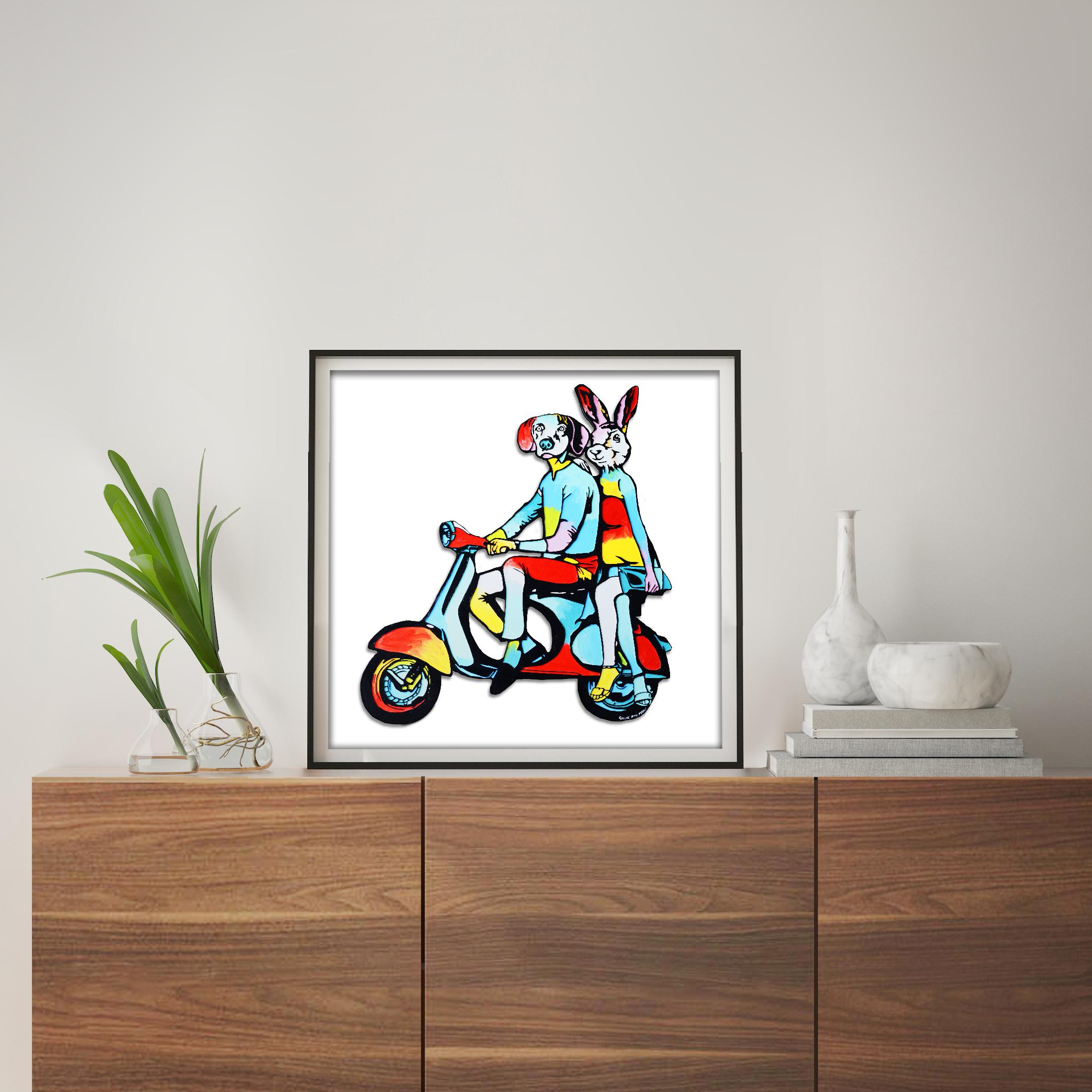 Pop Art - Animal Print - Gillie and Marc - Limited Edition - Vespa riding For Sale 2