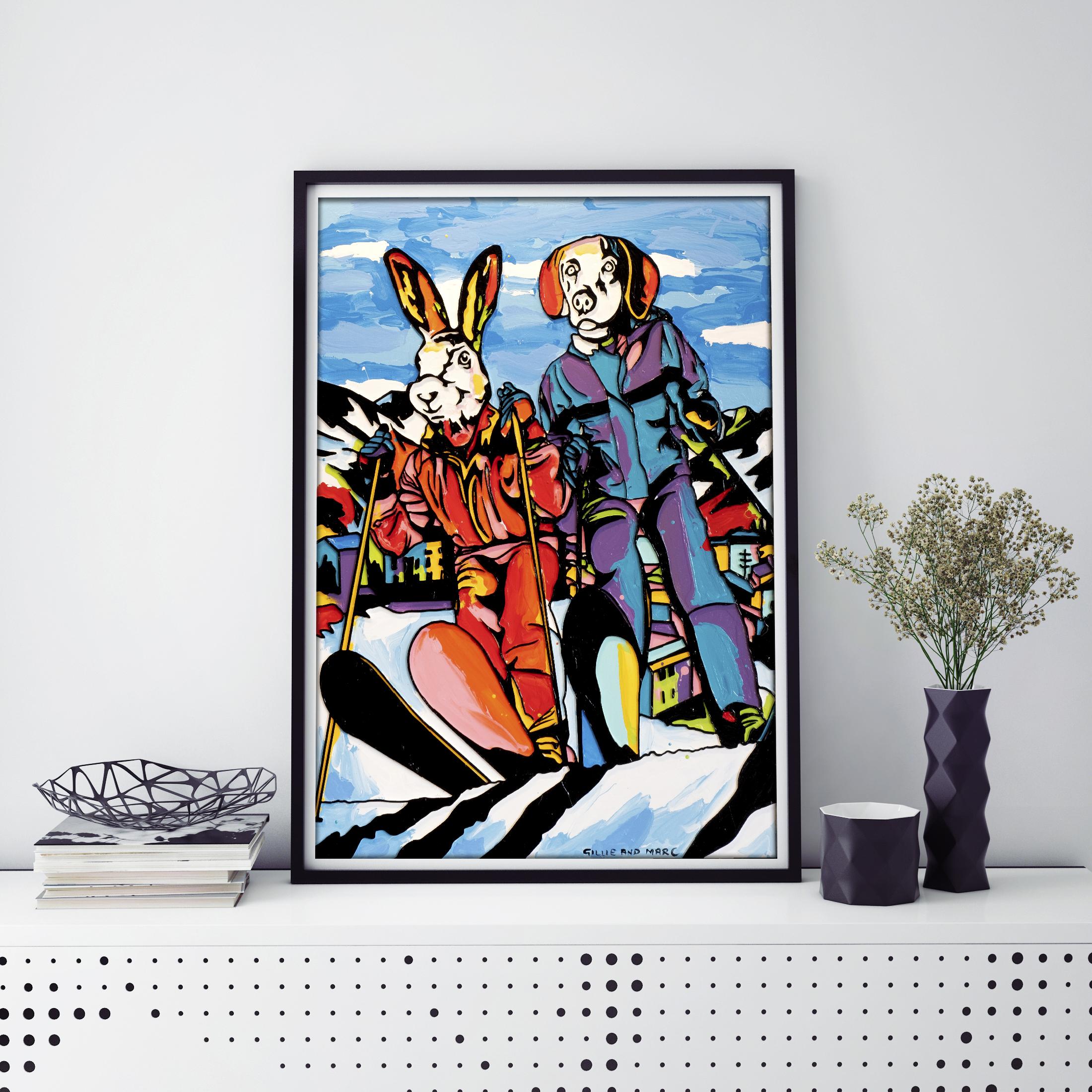 Animal Pop Art - Print - Gillie and Marc - Limited Edition - She's a ski bunny For Sale 2