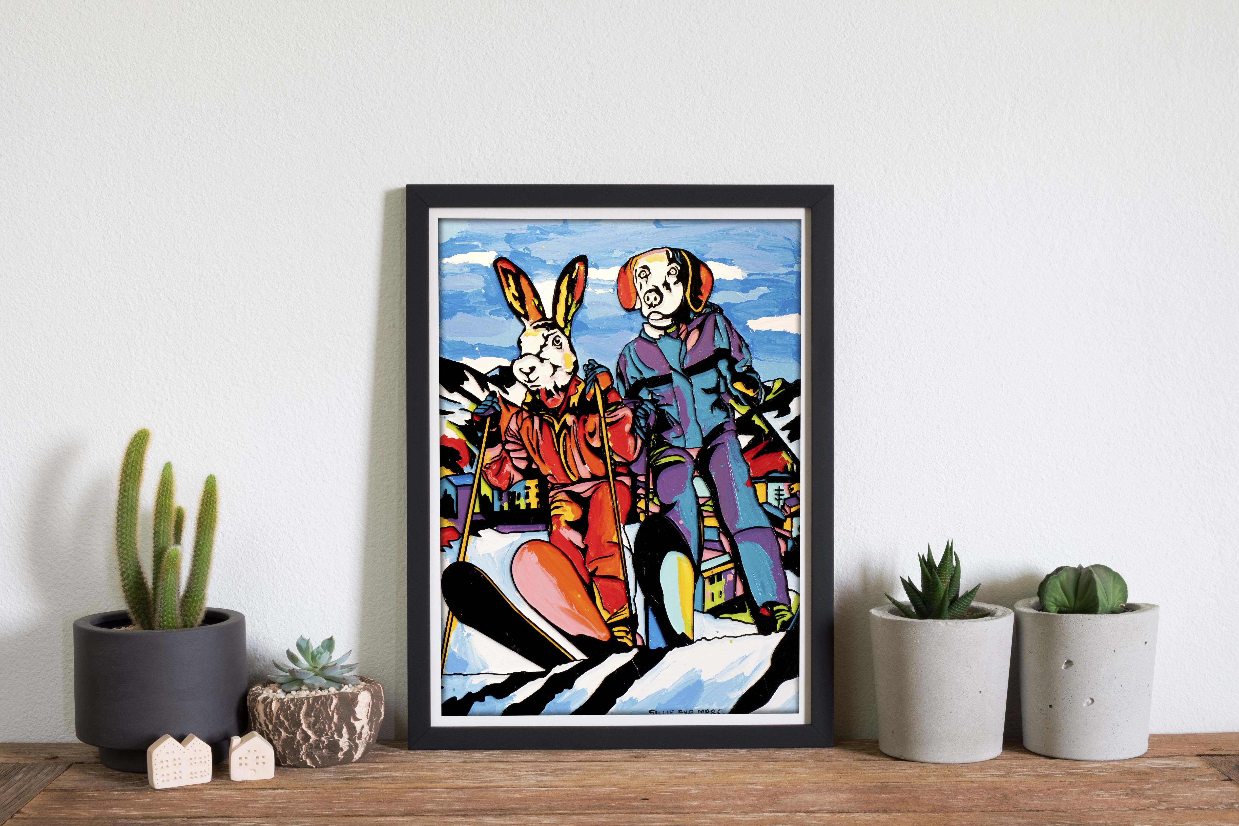 Animal Pop Art - Print - Gillie and Marc - Limited Edition - She's a ski bunny For Sale 4