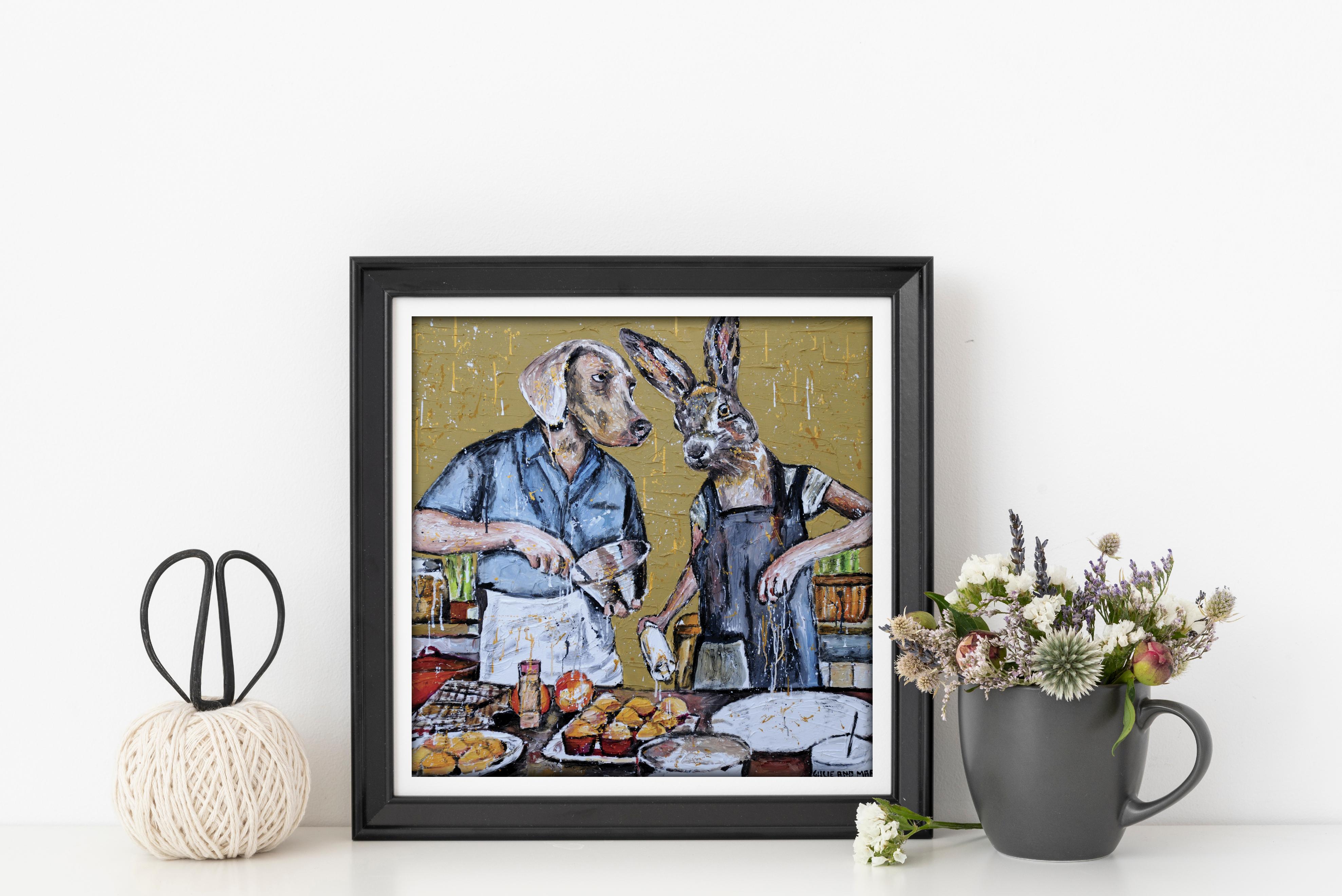 Title: They always cooked every meal together, but tonight for dessert, they had something else on their mind...
Limited Edition Print

Gillie and Marc’s paintings are signed, limited-editions and are produced on Entrada Rag Bright 300gsm, 100% acid
