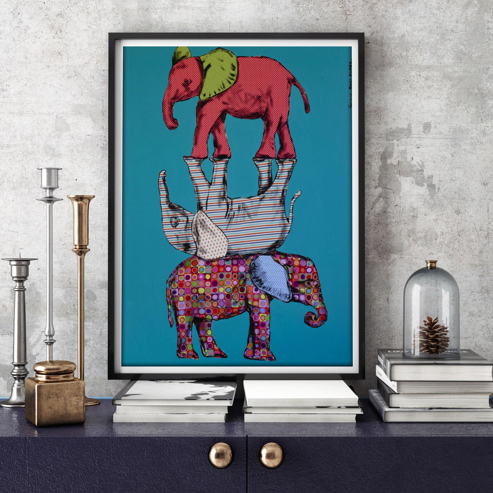 Animal Print - Gillie and Marc - Art - Limited Edition - Wildlife - Elephant - Painting by Gillie and Marc Schattner