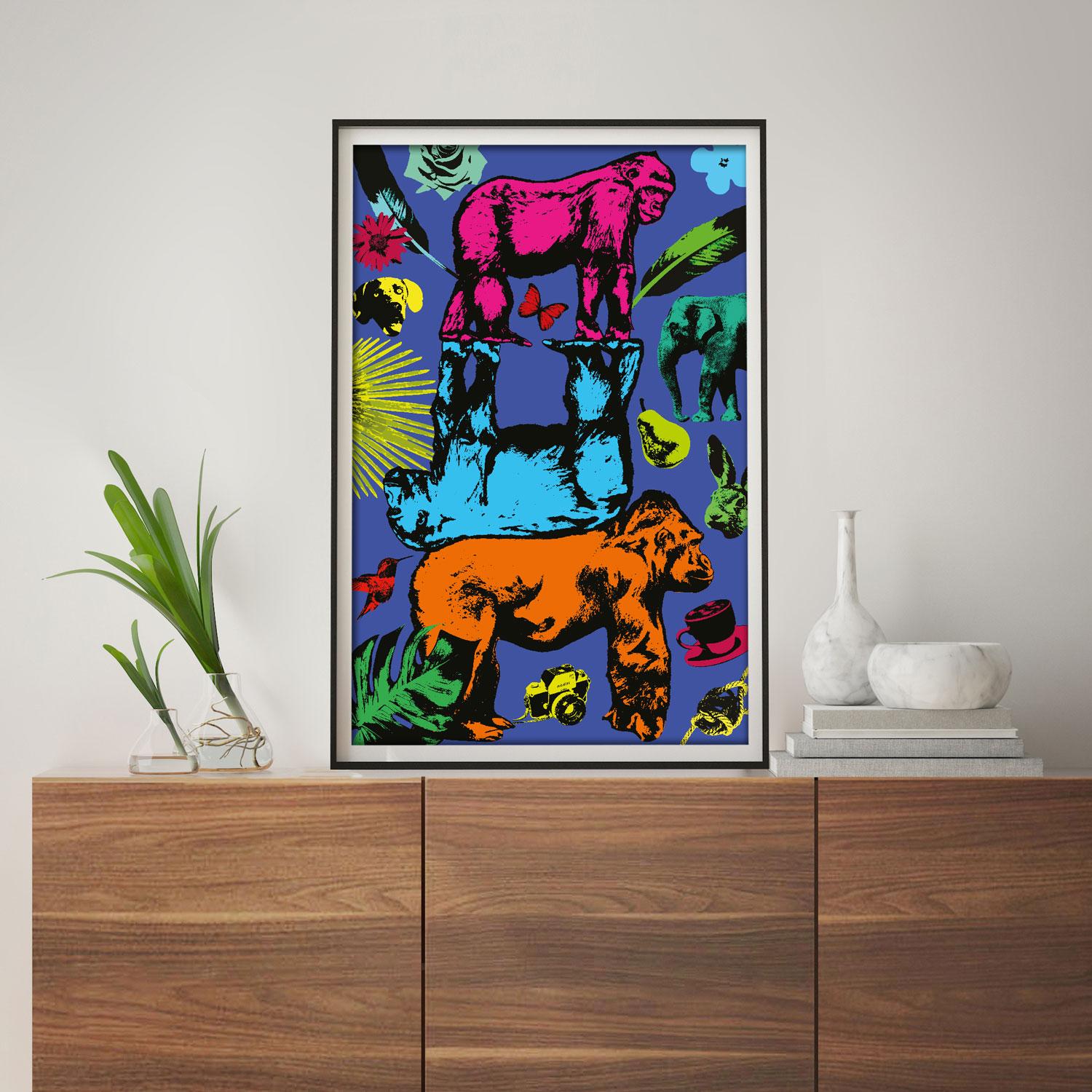 Animal Print - Gillie and Marc - Art - Limited Edition - Wildlife - Gorillas - Contemporary Painting by Gillie and Marc Schattner