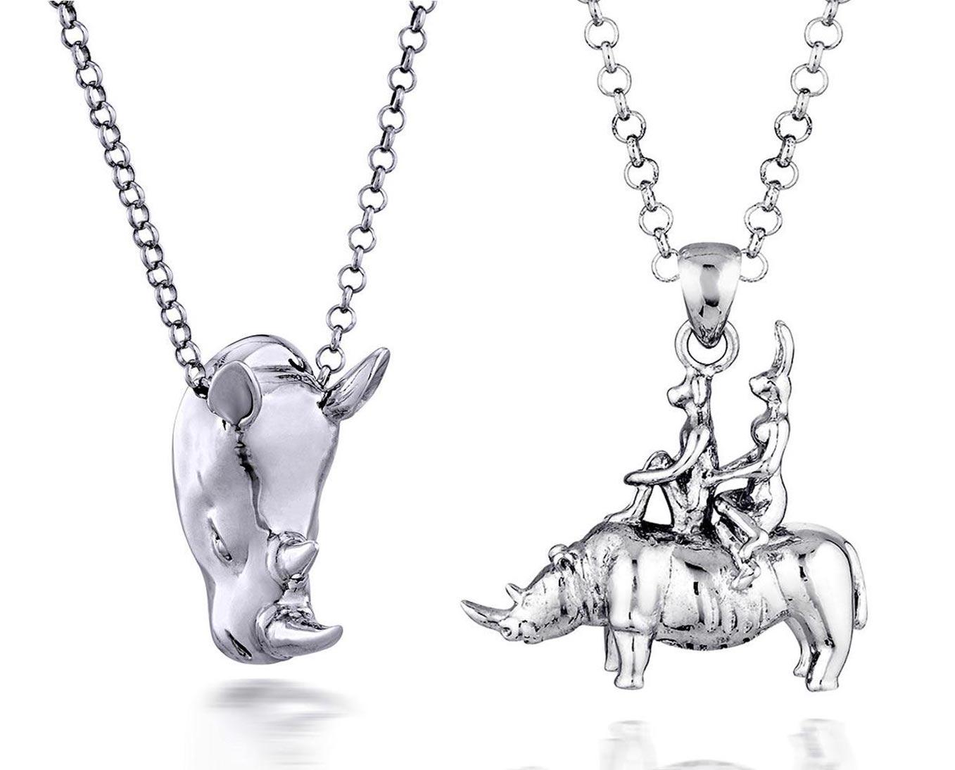 Figurative Sculpture Gillie and Marc Schattner - Sculpture animalière Pop Art - Bijoux - Gillie and Marc - Love - Rhino - Silver