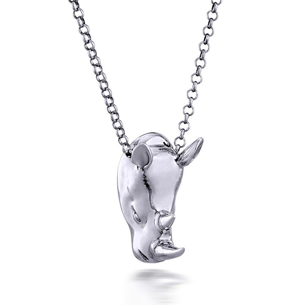 Sculpture animalière Pop Art - Bijoux - Gillie and Marc - Love - Rhino - Silver en vente 6