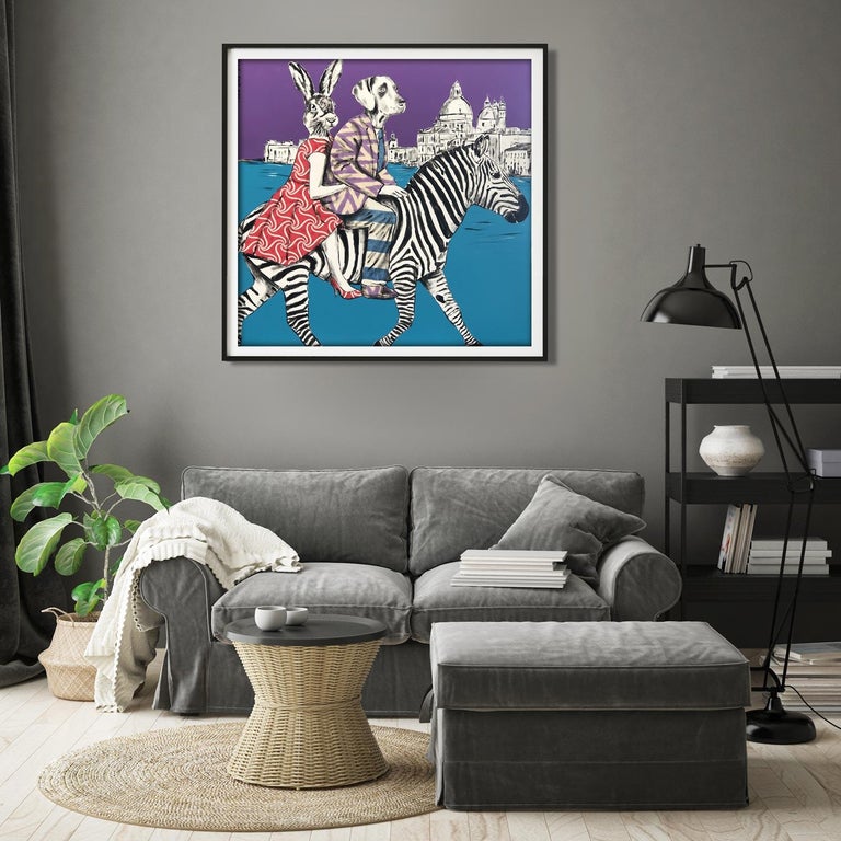 Painting Print - Gillie and Marc - Art - Limited Edition - Zebra - Love - Travel For Sale 4