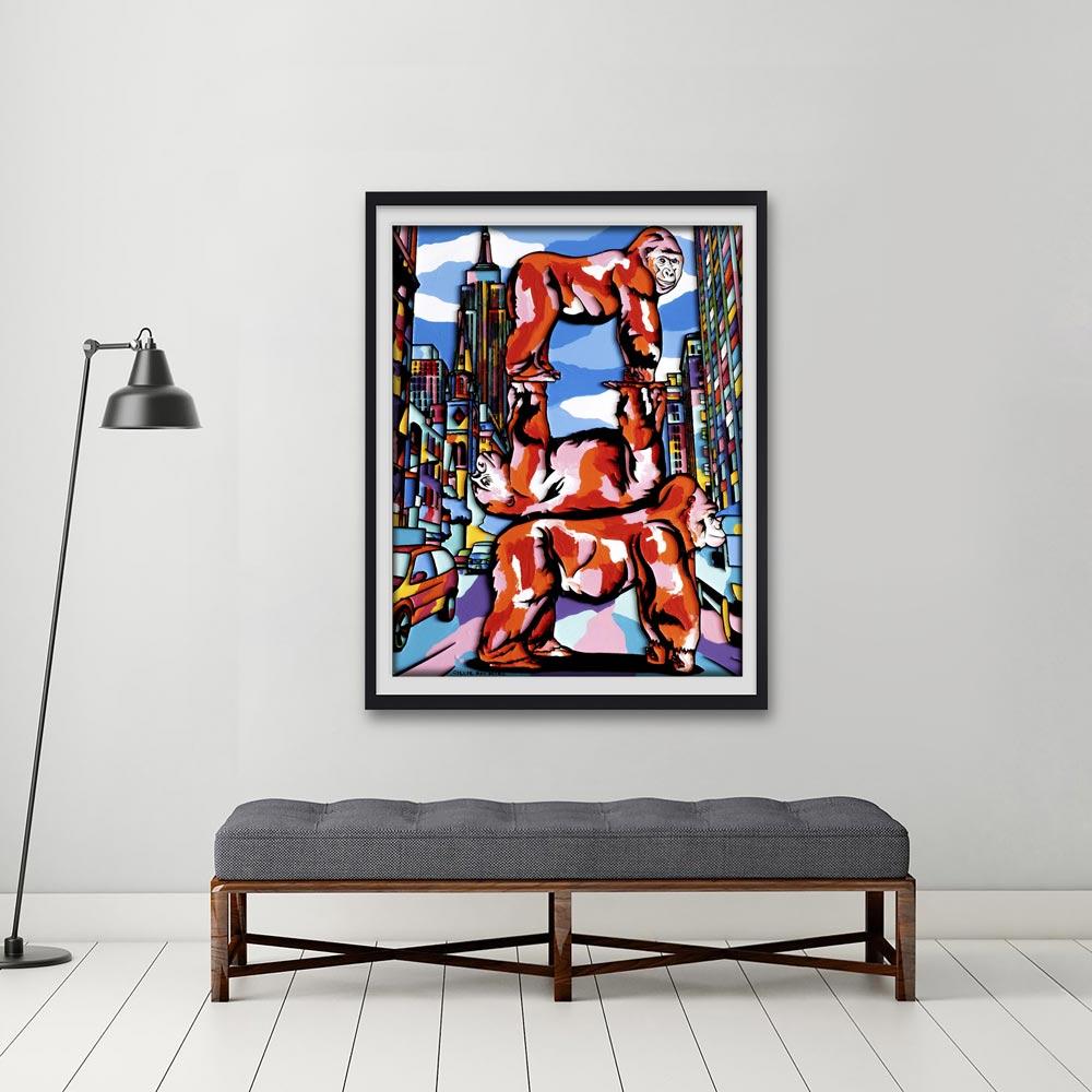 Animal Print - Gillie and Marc - Art - Limited Edition - Gorilla - Animal Love - Painting by Gillie and Marc Schattner