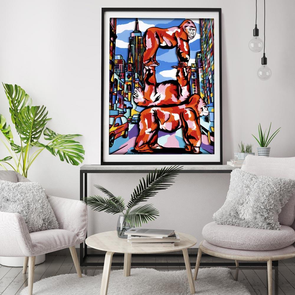 Animal Print - Gillie and Marc - Art - Limited Edition - Gorilla - Animal Love - Contemporary Painting by Gillie and Marc Schattner